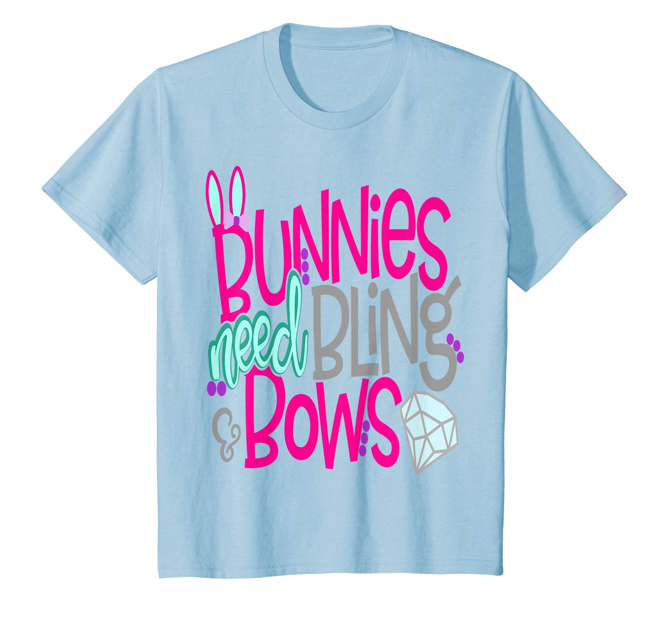Bunnies Need Bling and Bows Cute Easter Bunny Shirt Girls