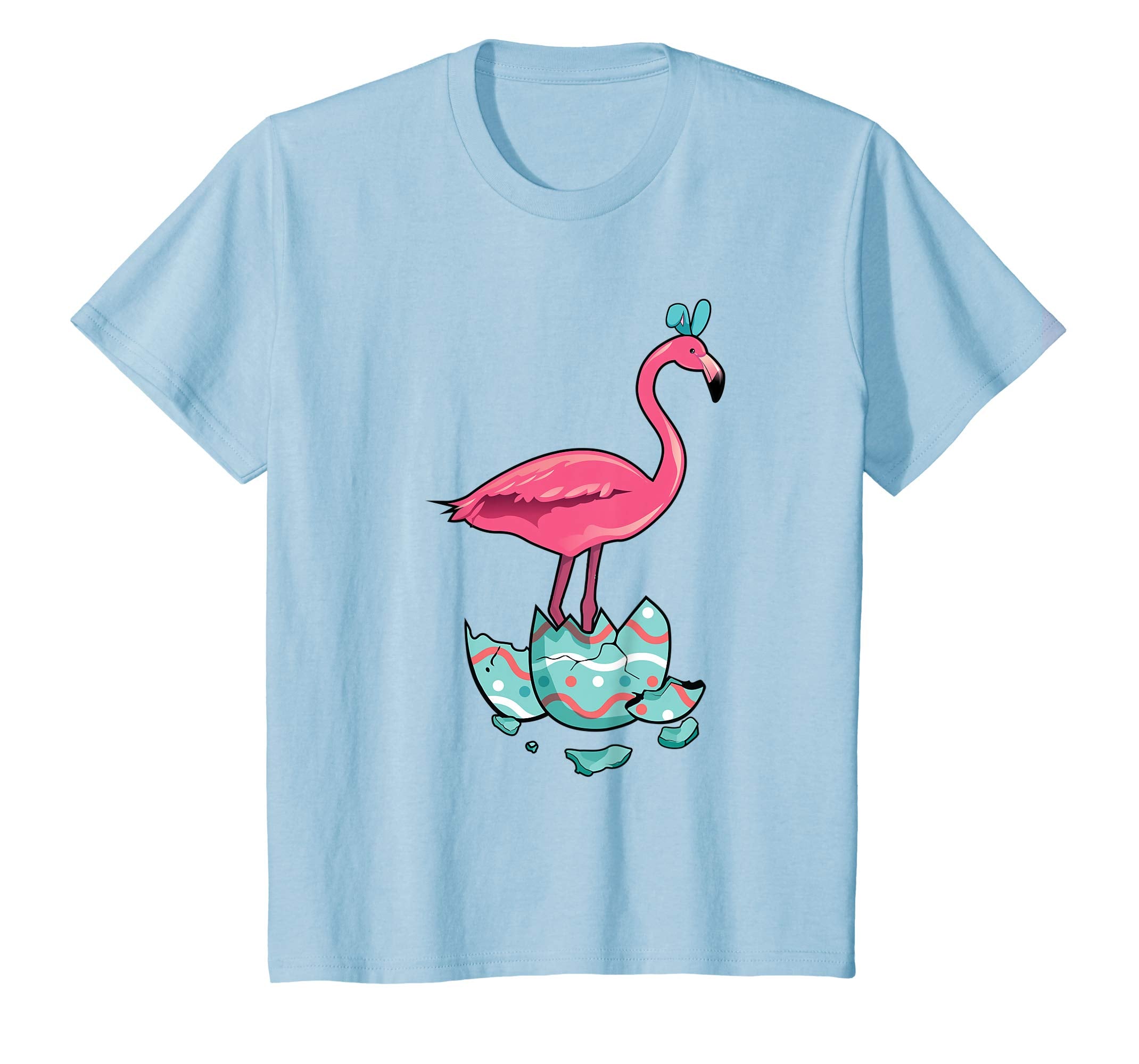 Funny Pink Flamingo Girls Easter Egg Bunny T-Shirt