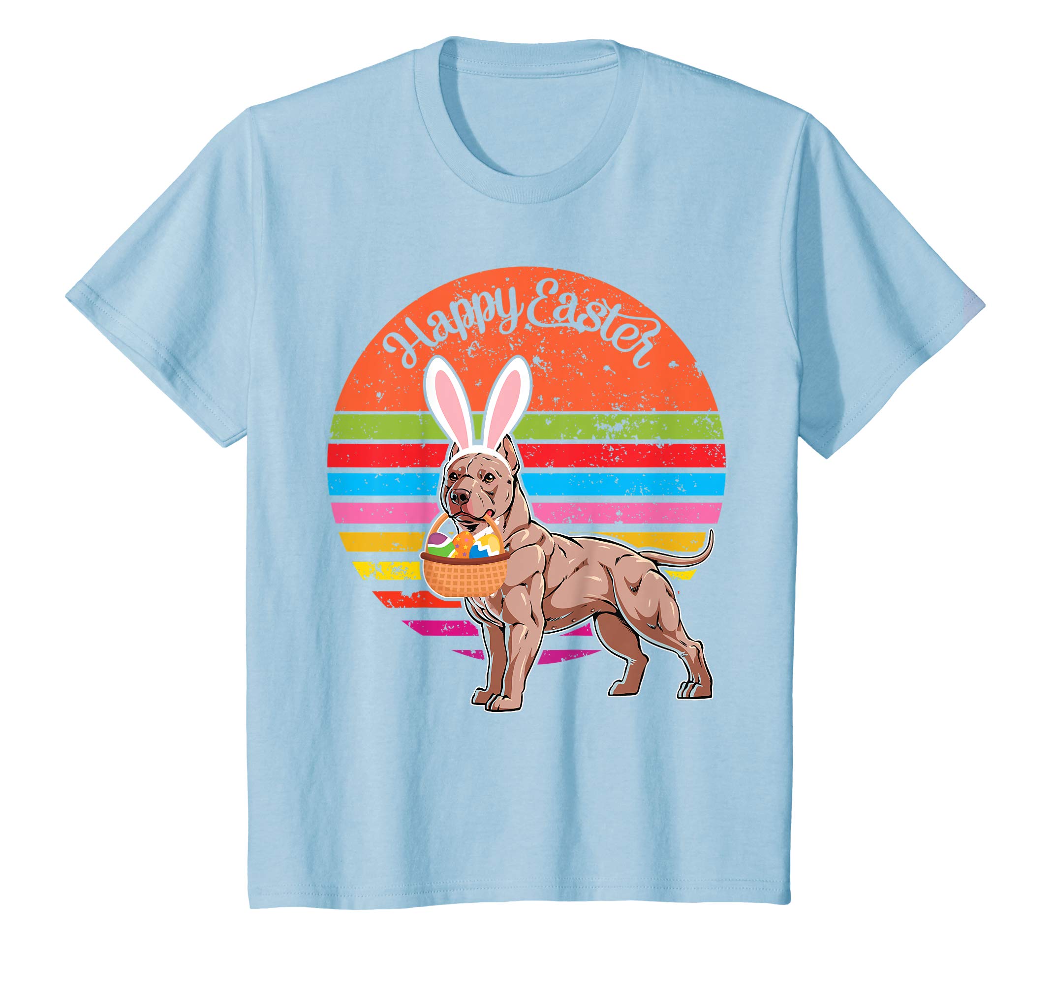 Pitbull Bunny Dog Easter Eggs Happy Easter Vintage Shirt