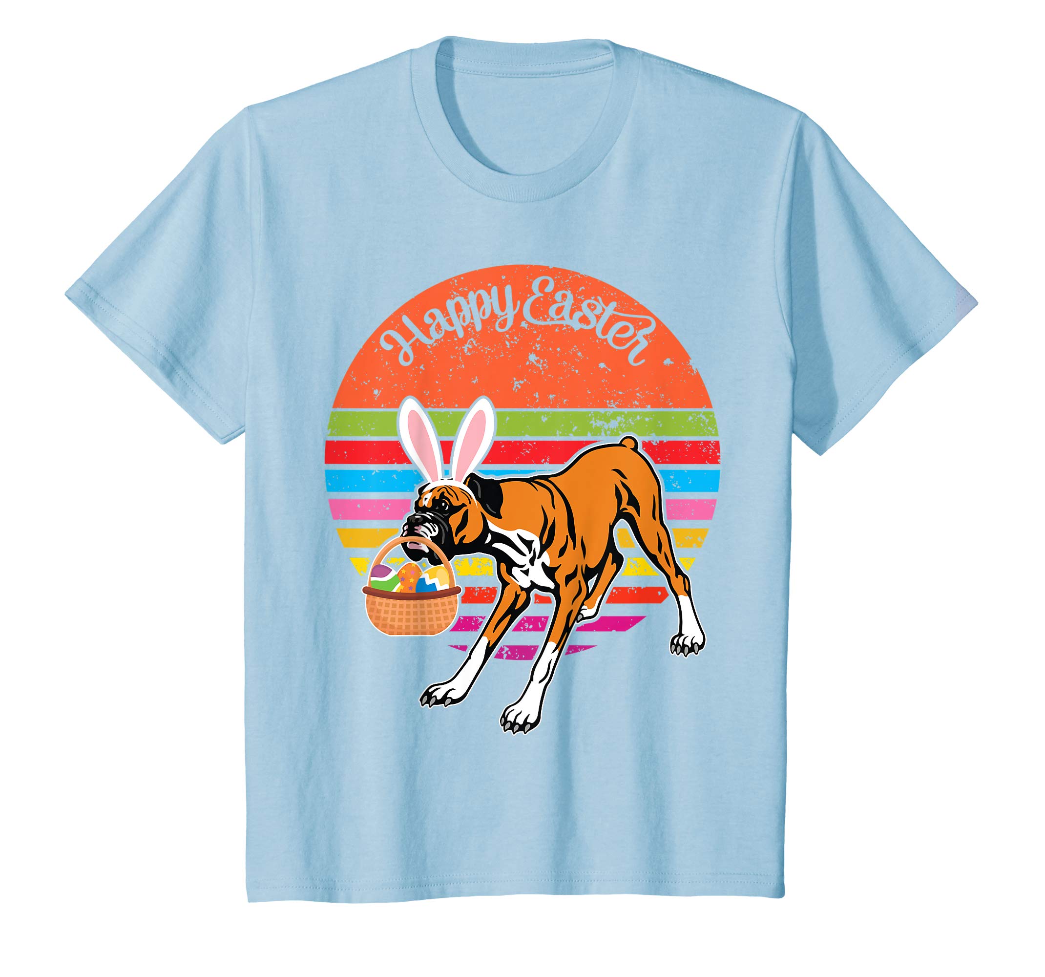 Boxer Bunny Dog Easter Eggs Happy Easter Vintage Retro Shirt