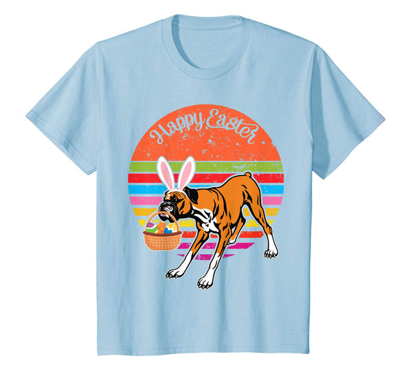 Boxer Bunny Dog Easter Eggs Happy Easter Vintage Retro Shirt