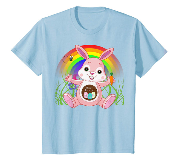 Kids Girls Easter Shirt Spring Easter Bunny Rainbow Fun T-Shirt