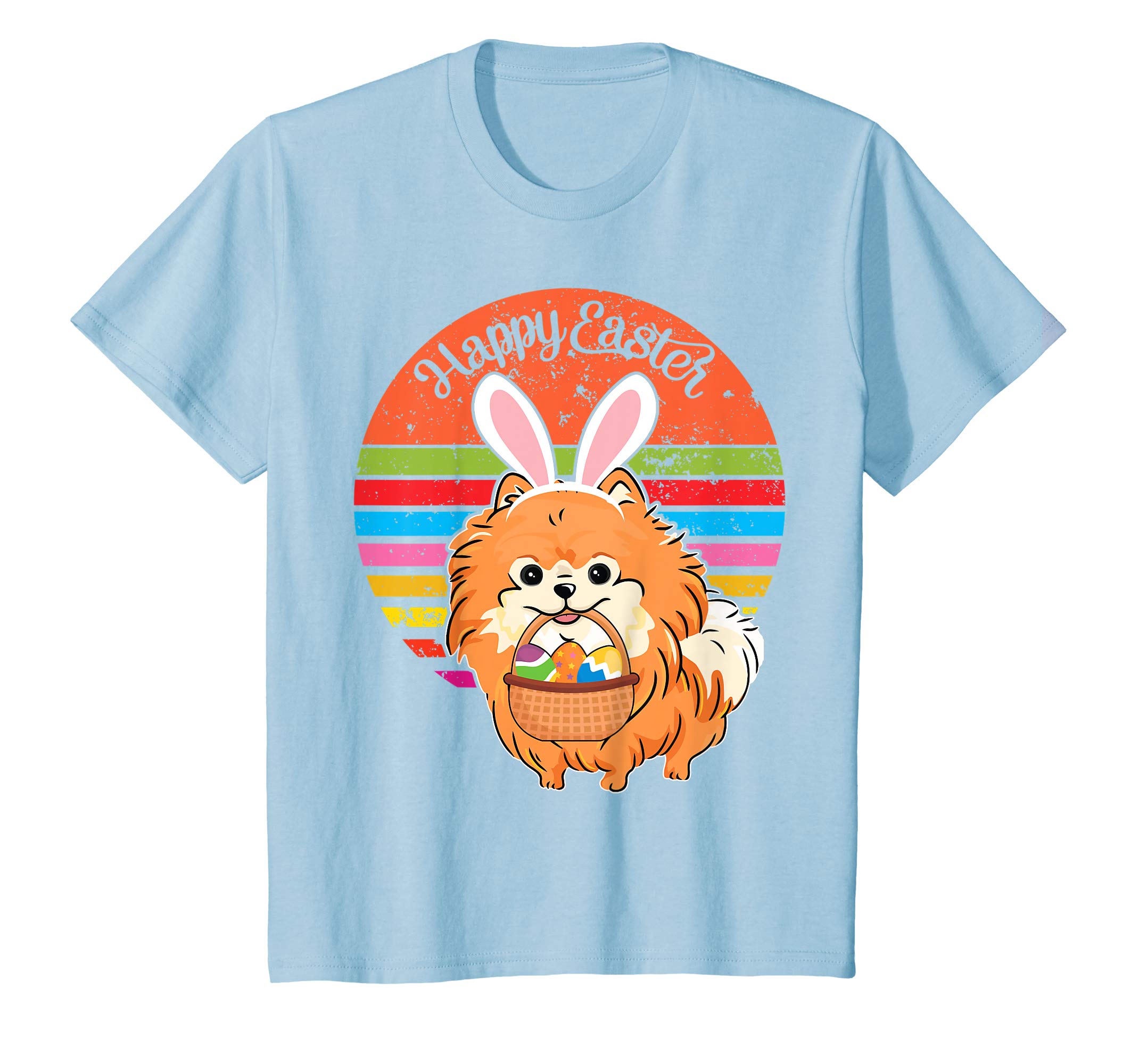 Pomeranian Bunny Dog Easter Eggs Happy Easter Vintage Shirt