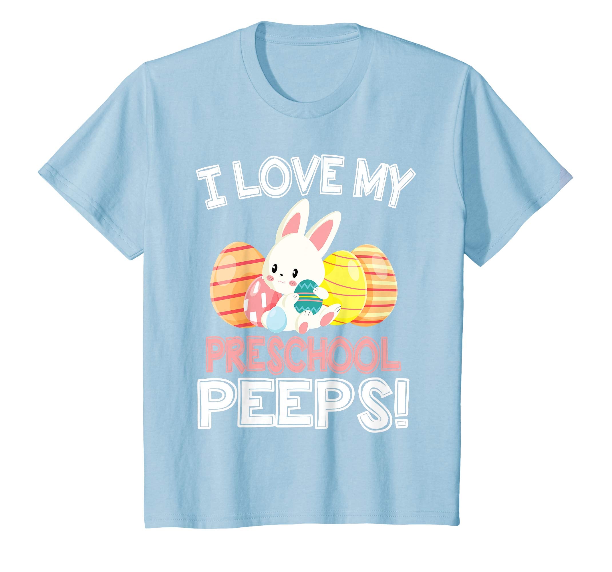 Rabbit & Easter Eggs I Love My Preschool Peeps Teacher Shirt