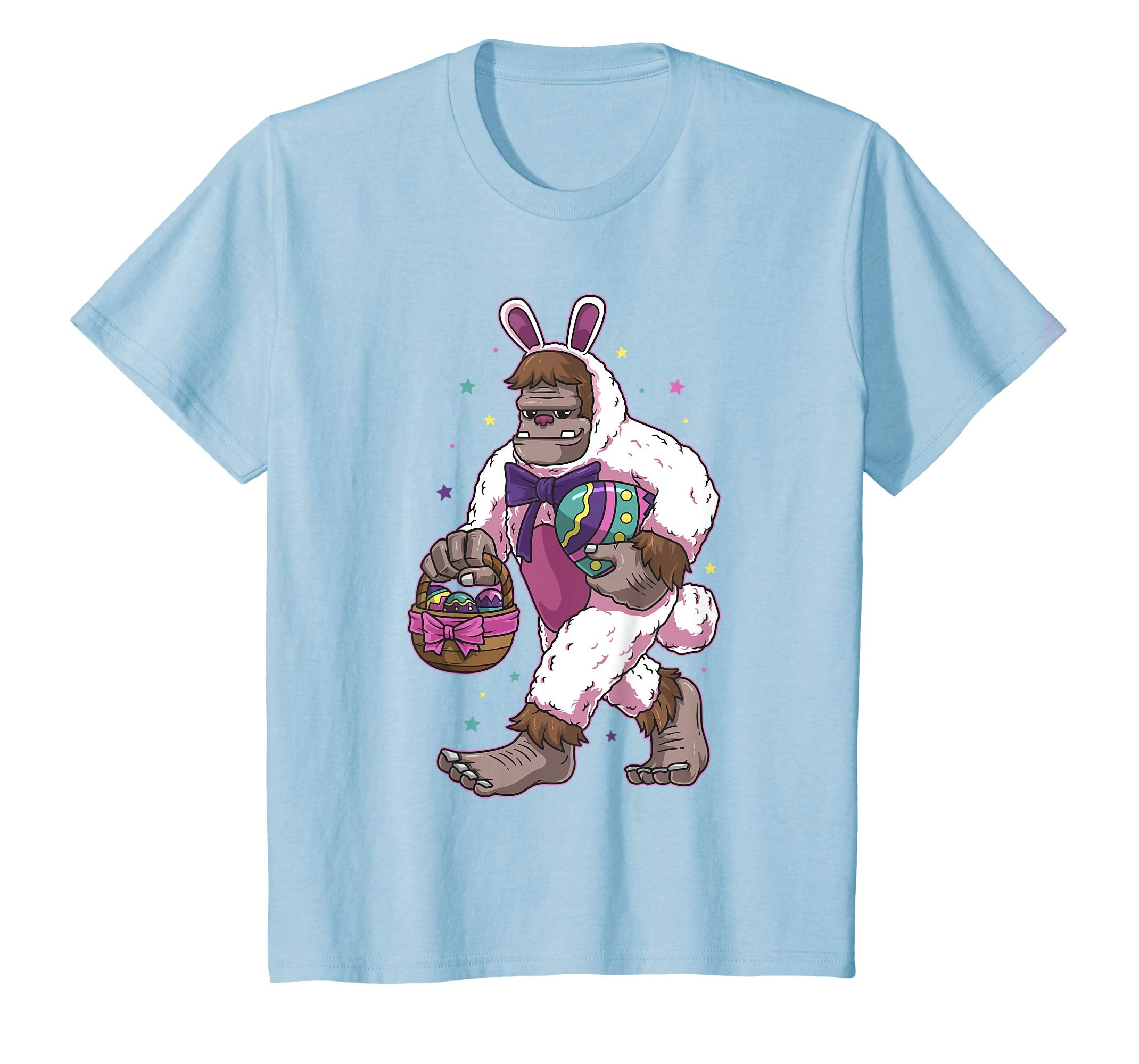 Kids Easter Bunny Bigfoot Sasquatch Easter Egg Basket T-Shirt