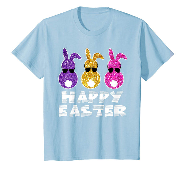 Happy easter tshirt colorful Bunny With Tail Ears Sunglasses