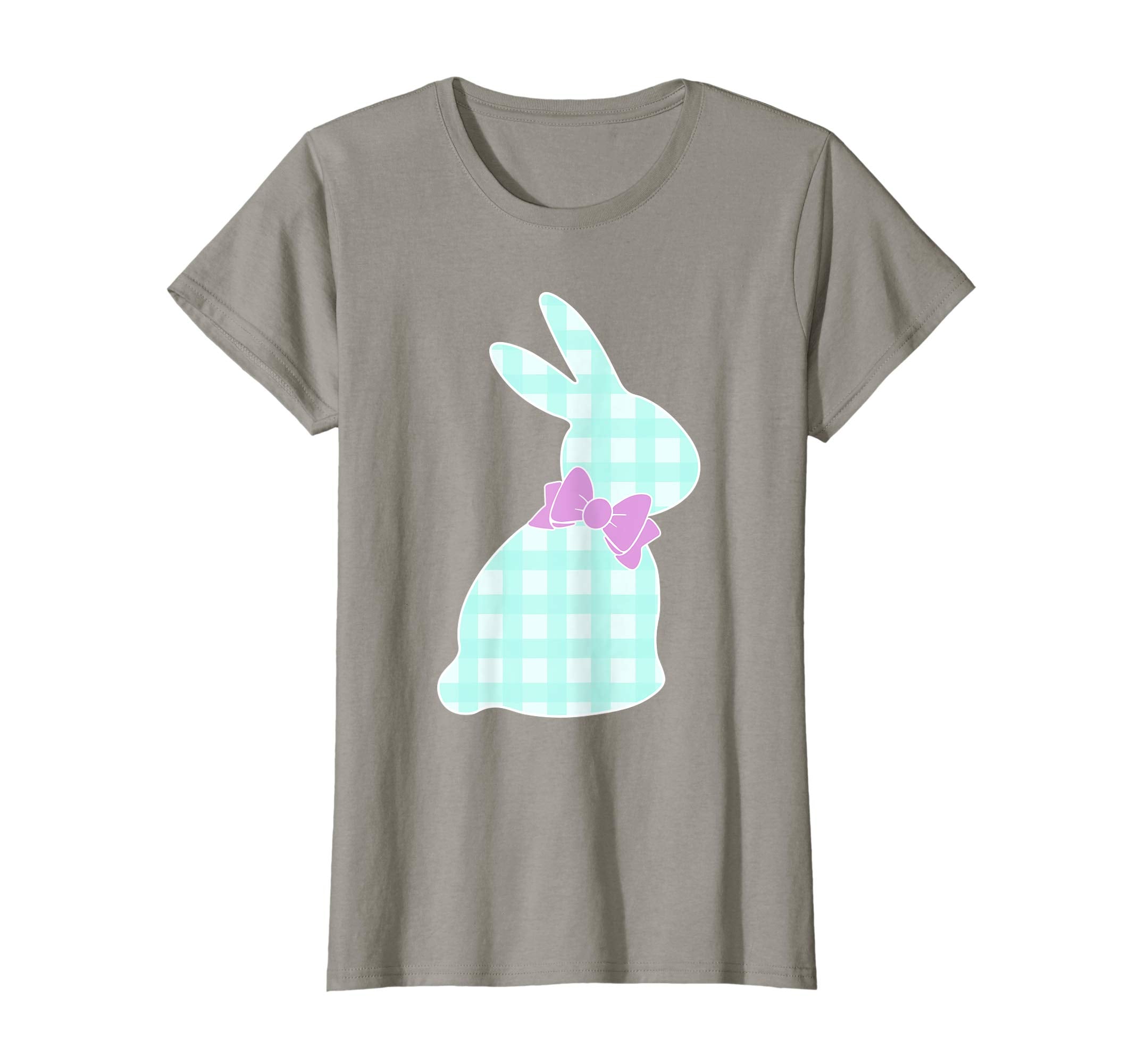 Bunny Buffalo Plaid Bow Happy Easter Women Girls T Shirt