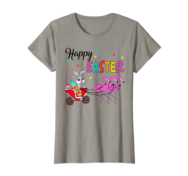 Funny Bunny With Flamingo Happy Easter T-shirt