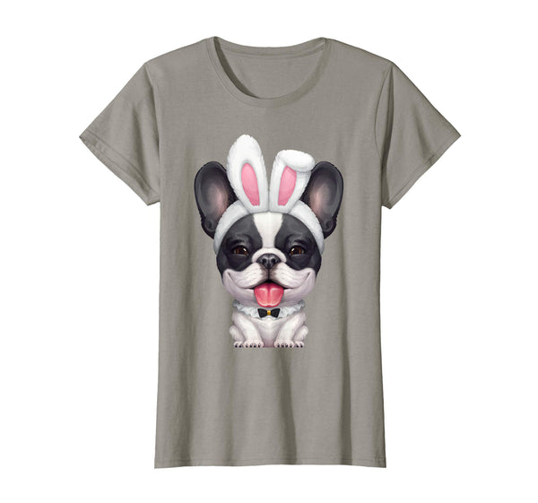 Black &amp; White French Bulldog in Easter Bunny Costume T-Shirt