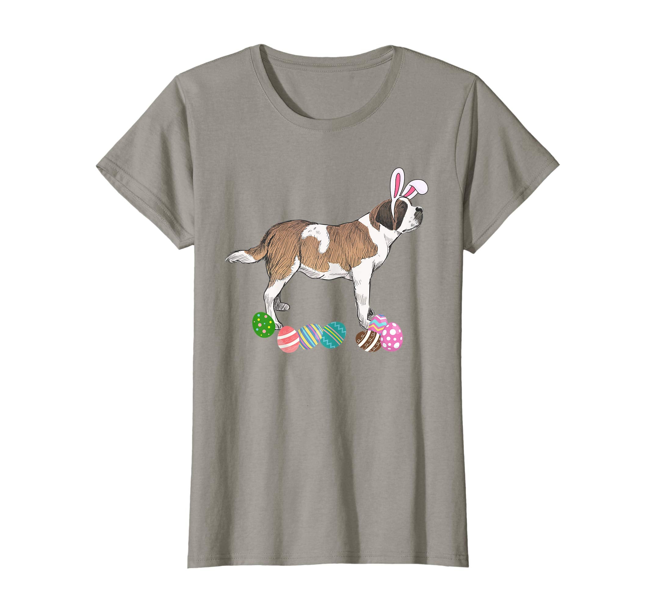 Saint Bernard Bunny Rabbit Hat Easter Eggs Happy T-Shirt