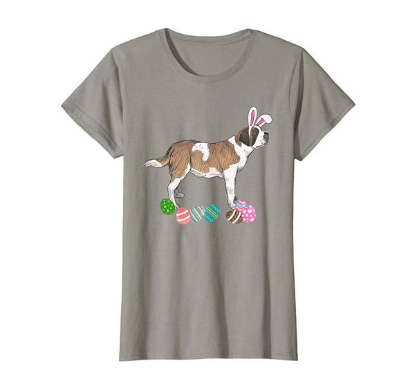 Saint Bernard Bunny Rabbit Hat Easter Eggs Happy T-Shirt