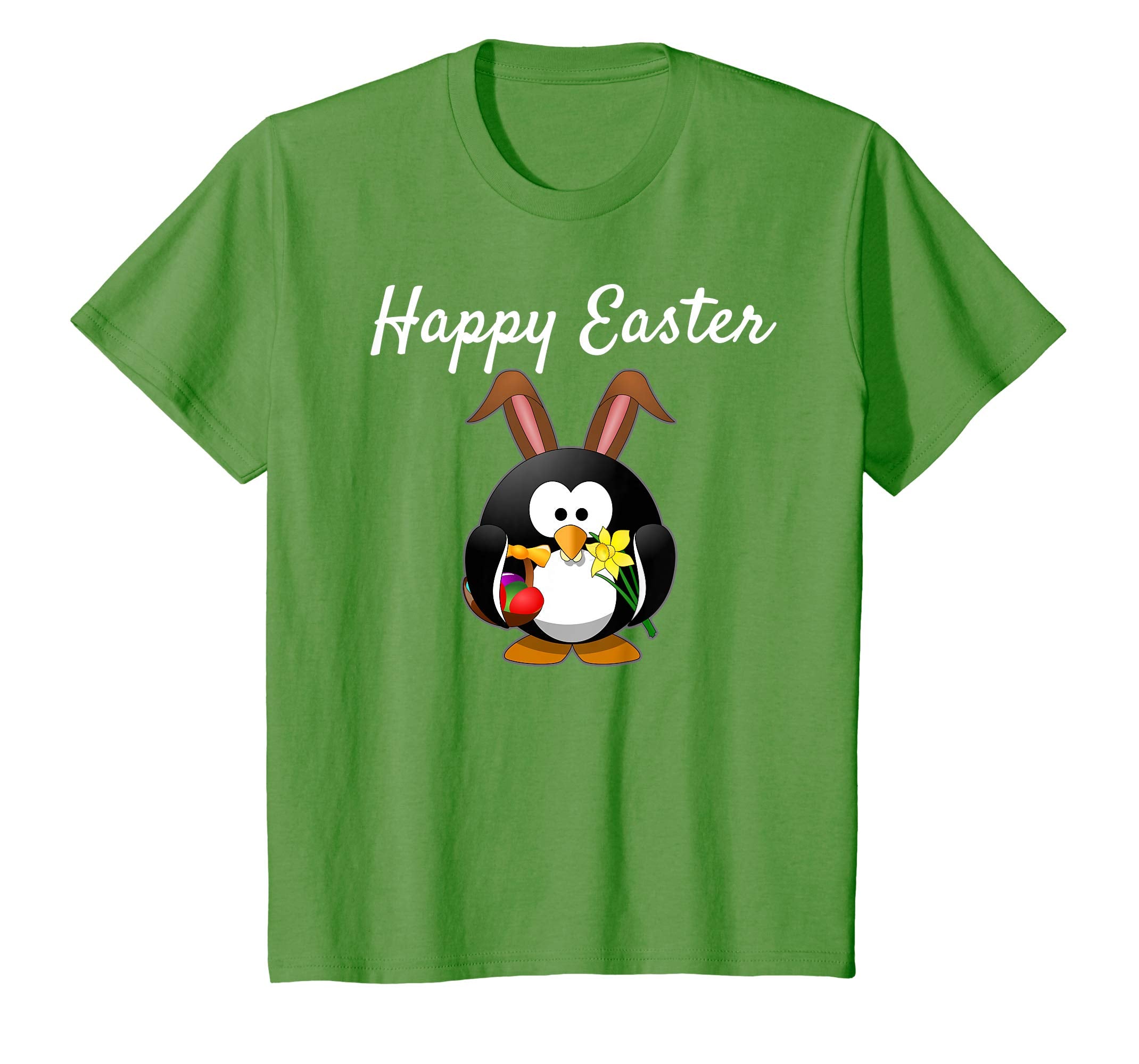 Happy Easter Penguin Easter Egg Ears Flowers T-Shirt