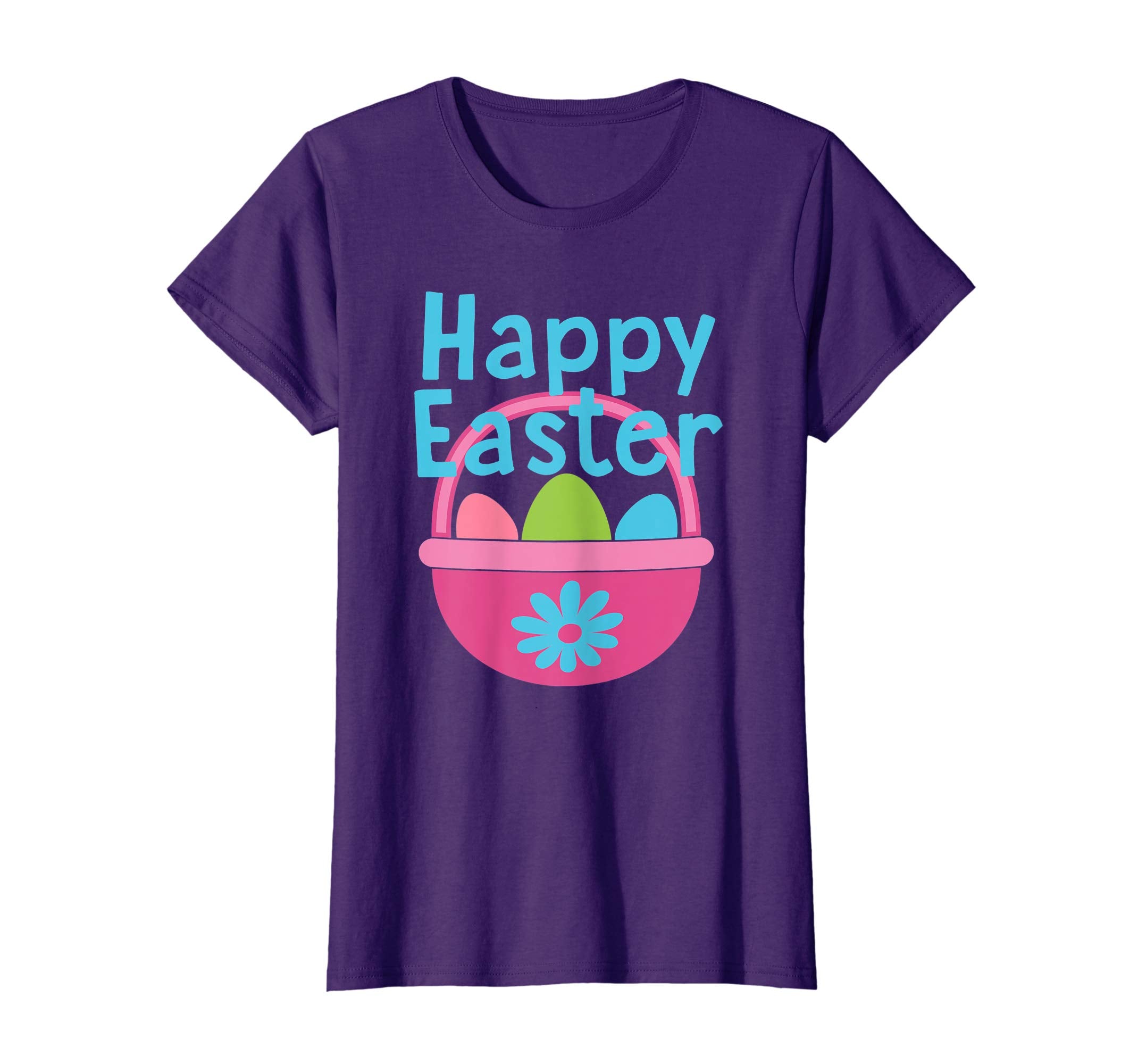 HAPPY EASTER Egg Basket Shirt Girls Kids Toddlers Women Gift