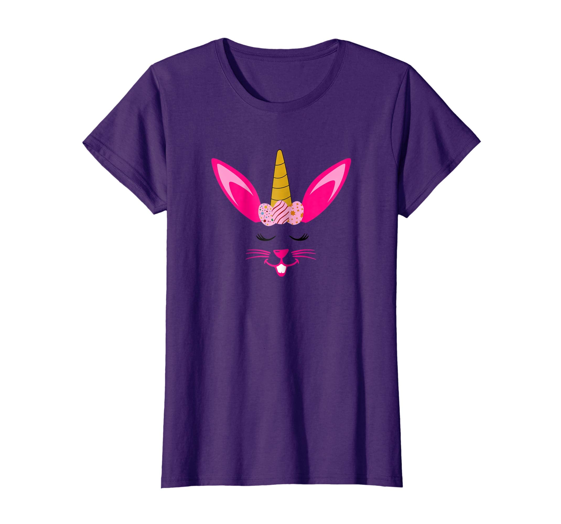 Easter Eggs Unicorn Crown Eyelashes Bunny Rabbit Face Shirt