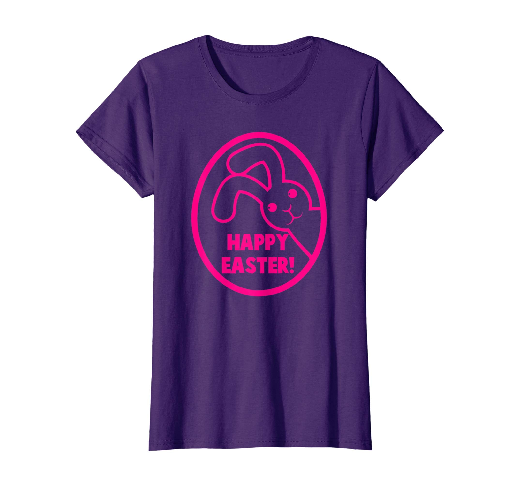 Tee HAPPY-EASTER in a circle with a bunny rabbit cute tshirt
