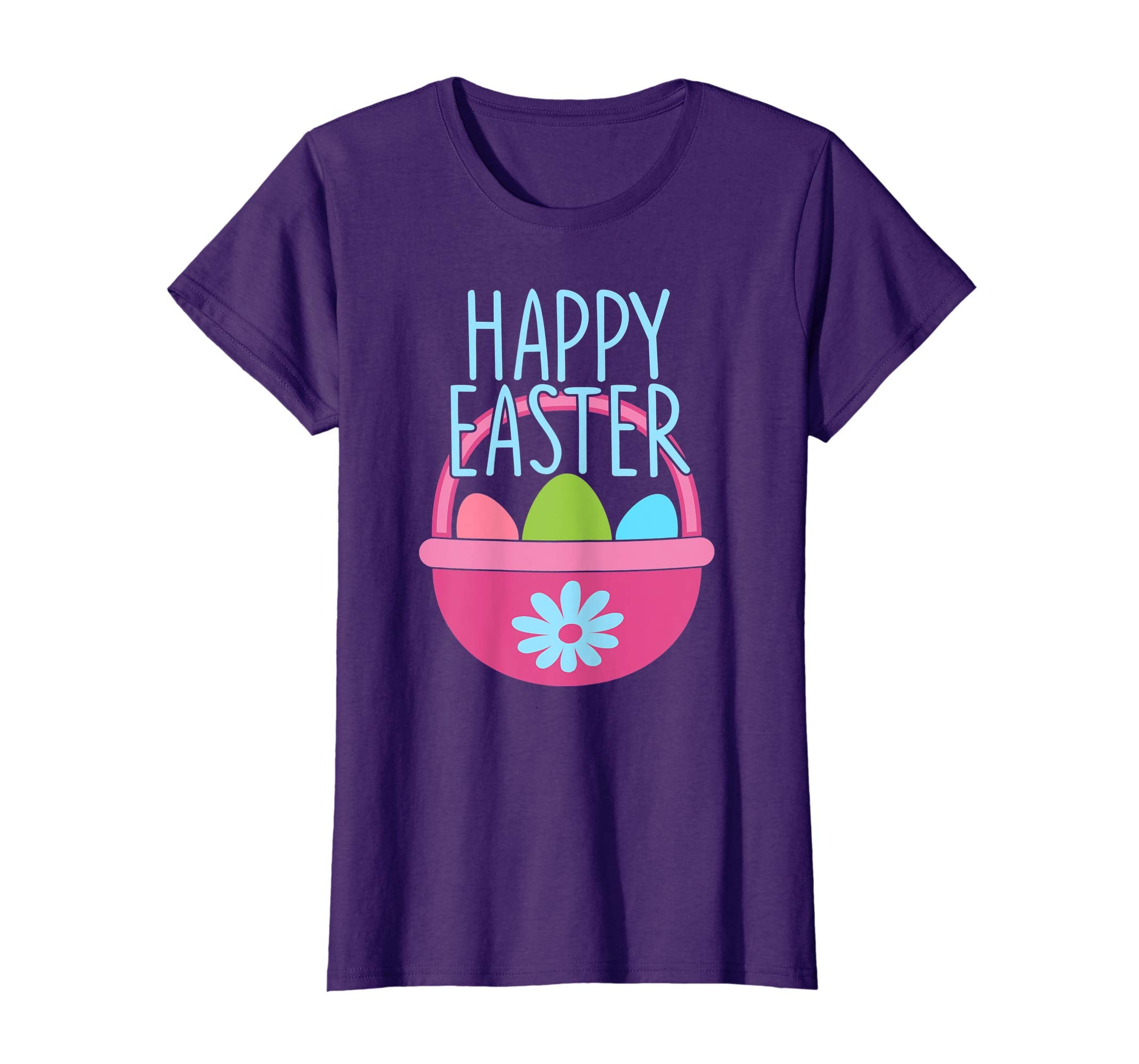 HAPPY EASTER Egg Basket Shirt Girls Kids Toddlers Women Gift