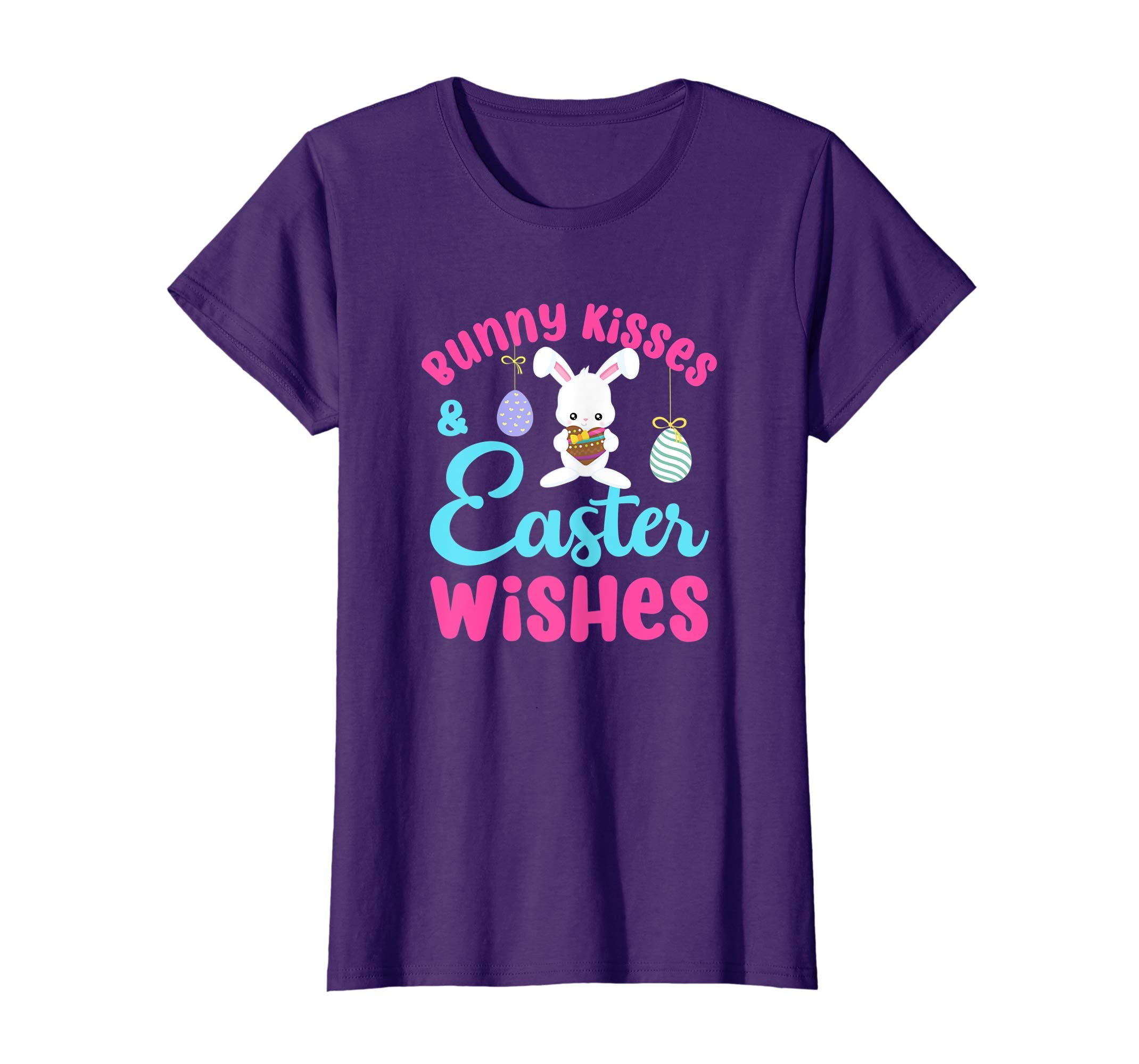 Easter Shirt Bunny Kisses Wishes Cute Color Eggs Pink Tshirt