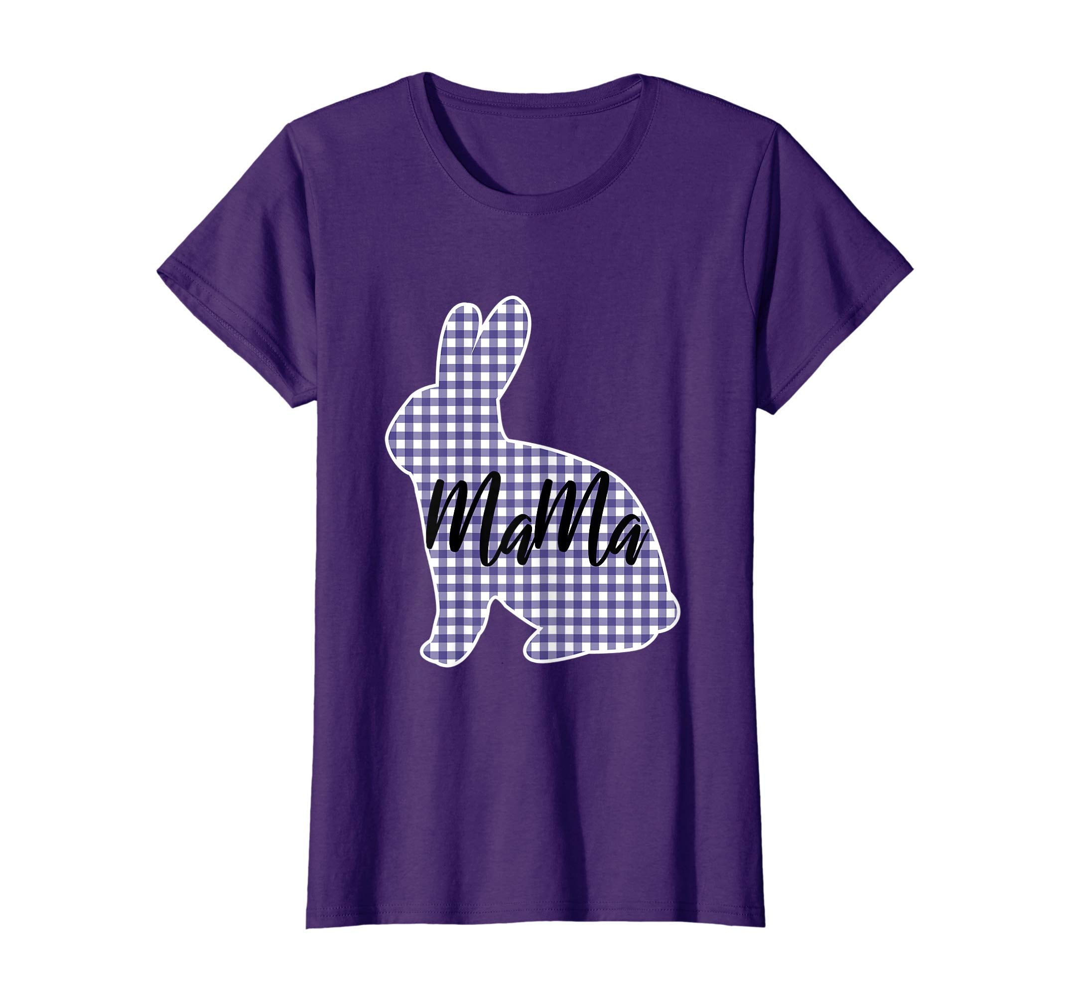 Womens Mama Bunny Blue Check TShirt Funny Easter Present for Mom