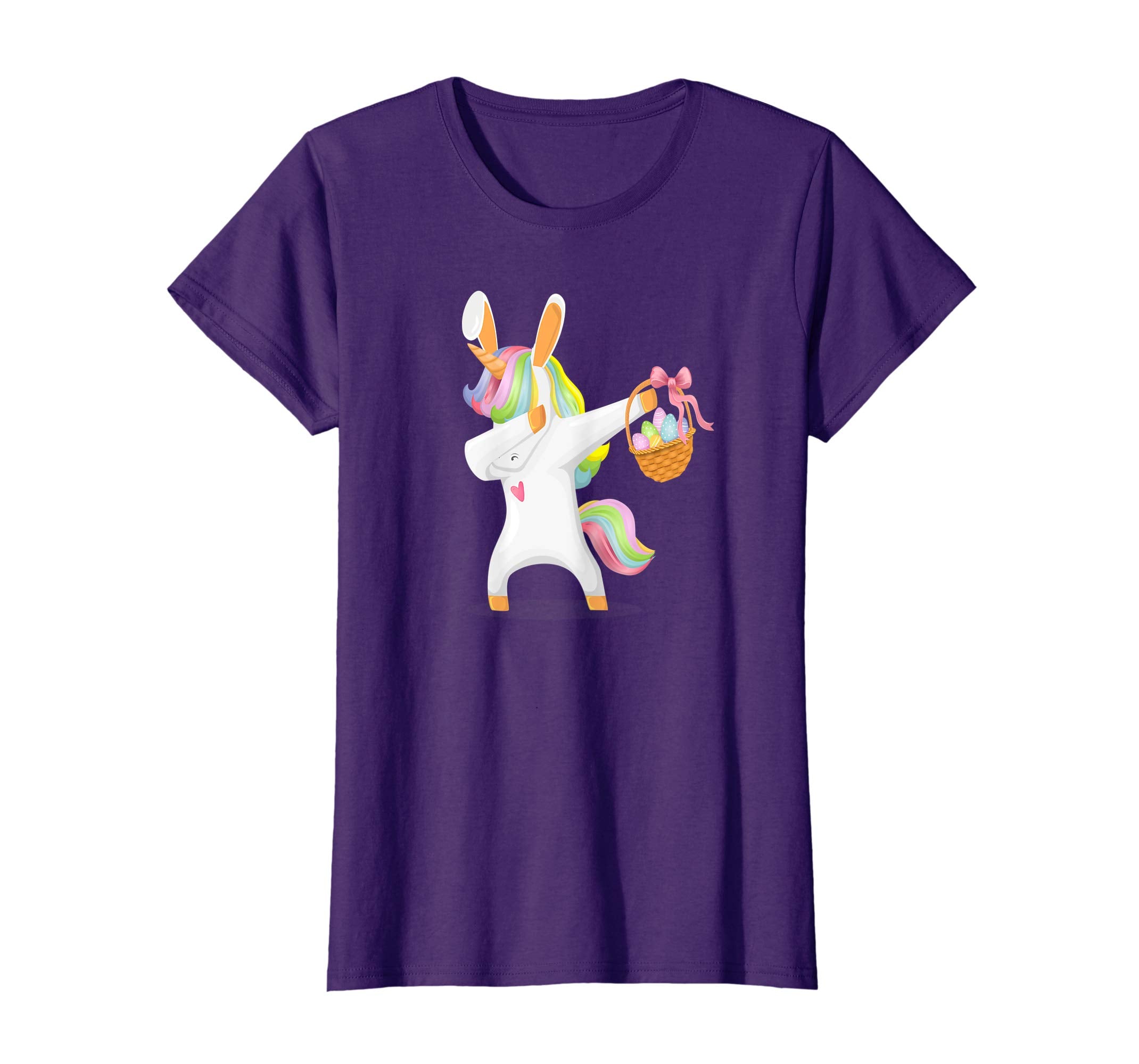 Dabbing Unicorn With Bunny Rabbit Ears &amp; Easter Basket Shirt