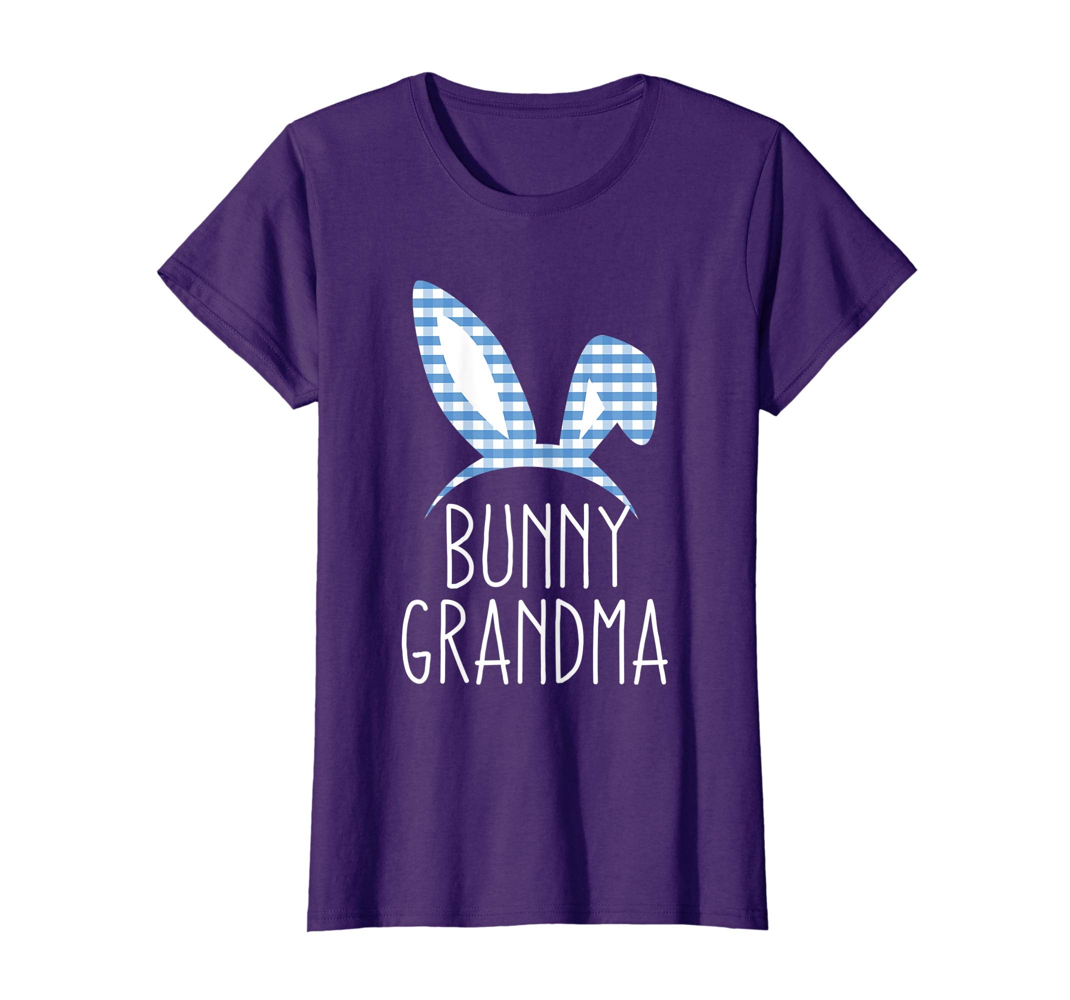 Womens Bunny Grandma Gingham Check Bunny Ear Easter Cute Gift Shirt