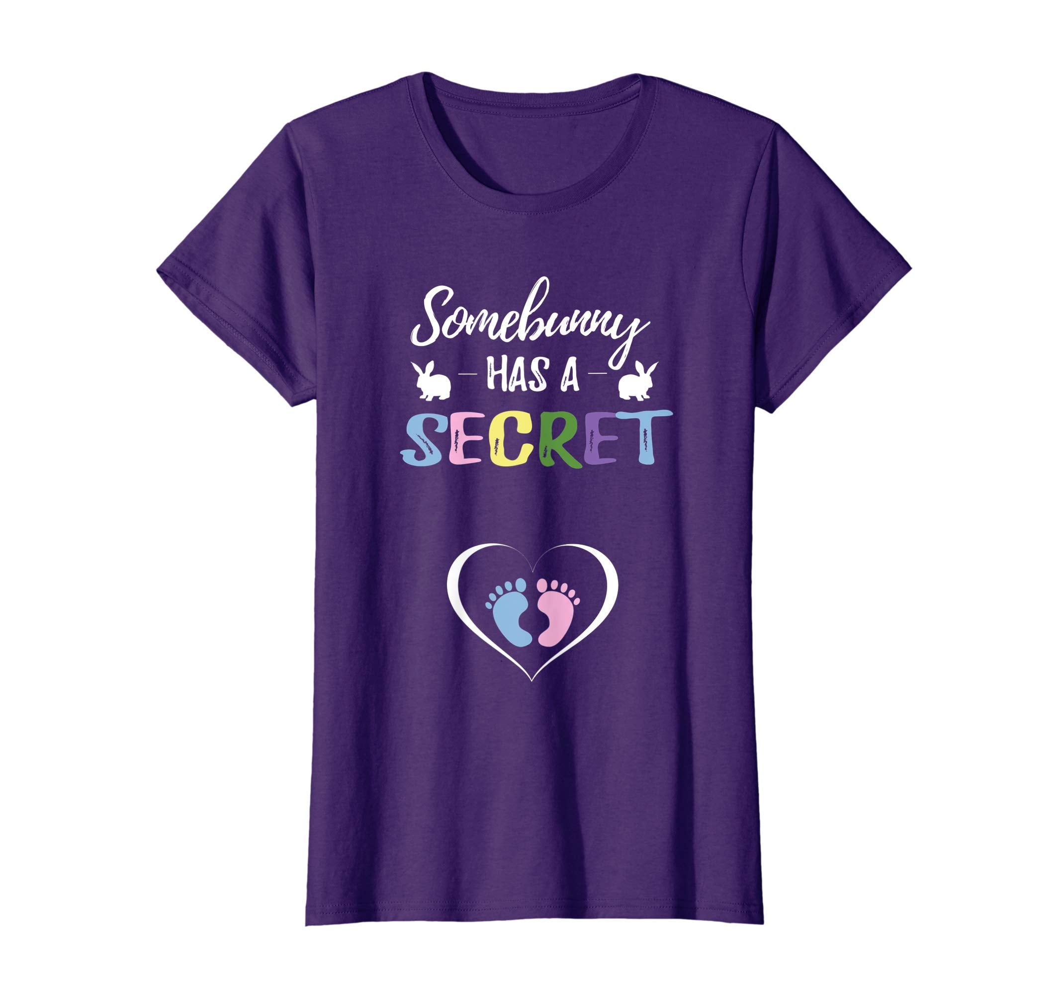 Womens Cute Easter Pregnancy Reveal T-Shirt Somebunny Has A Secret