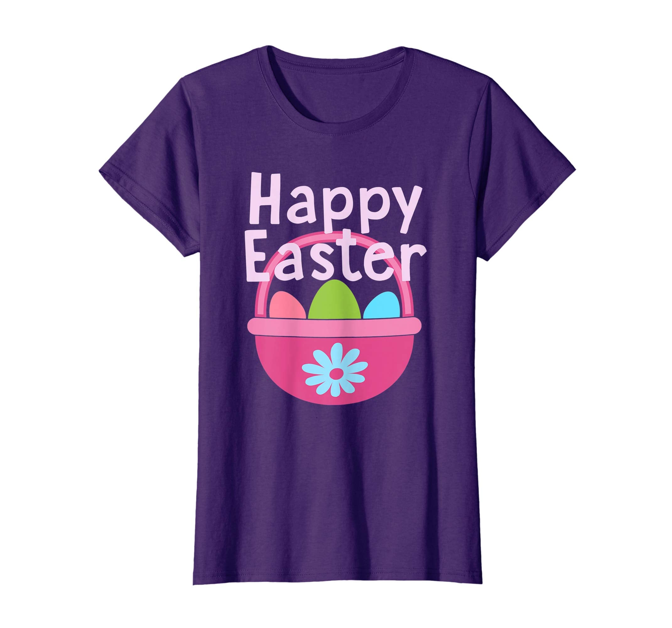 HAPPY EASTER Egg Basket Shirt Girls Kids Toddlers Women Gift