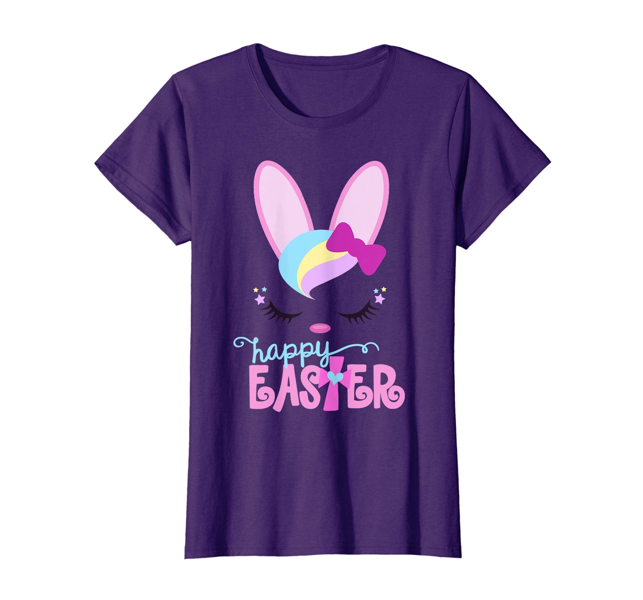 HAPPY EASTER Bunny Sleeping Face Christian Shirt Girls Women