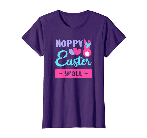 Easter Shirt Cute Hoppy Y'all Cute Bunny Egg Hunt Tshirt