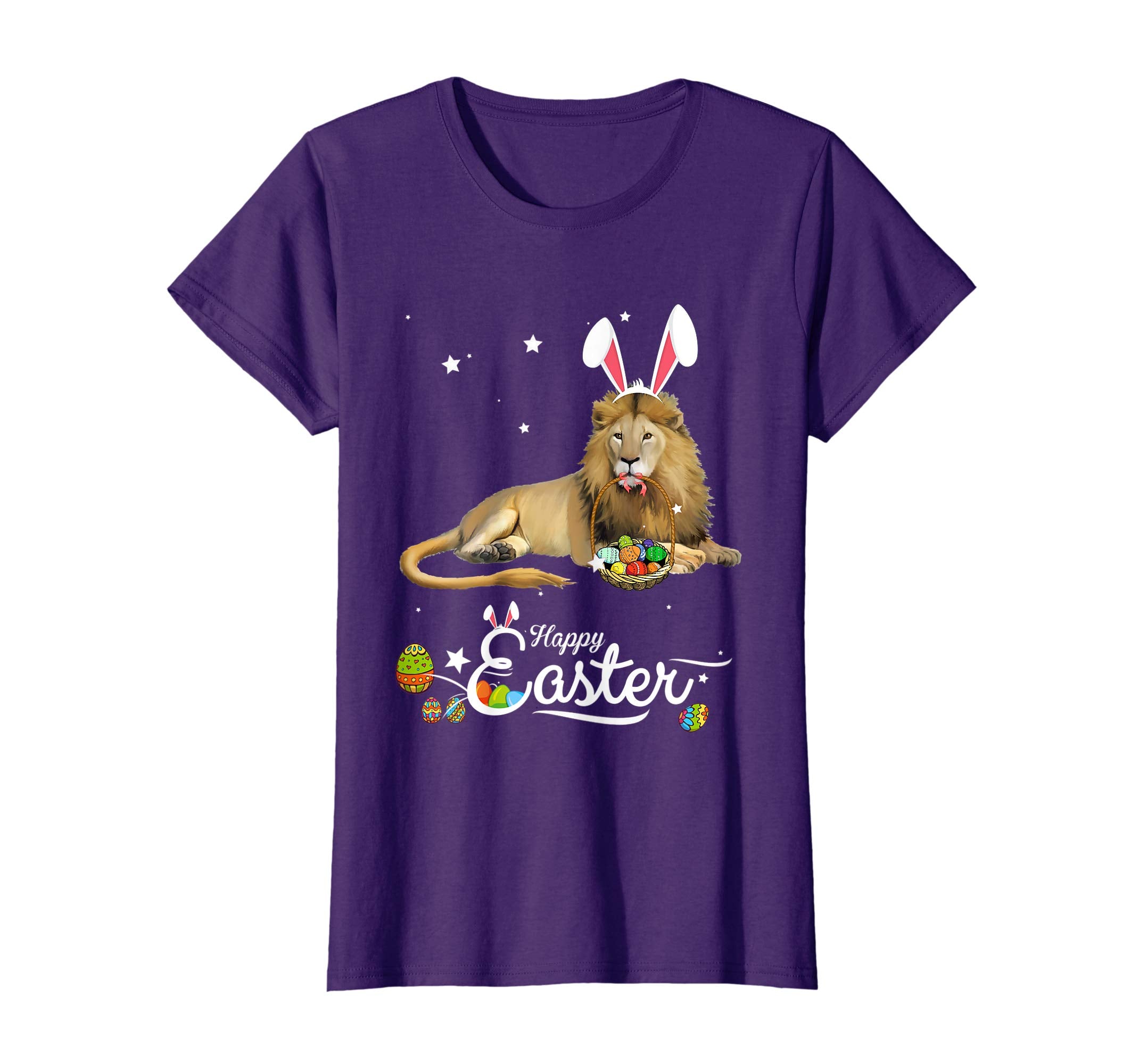 Cute Easter Lion with Bunny Ears and Eggs T Shirt