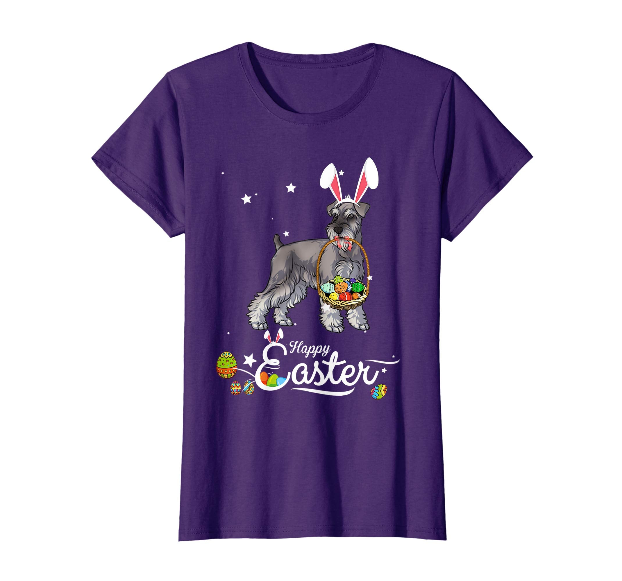 Miniature Schnauzer Dog With Bunny Hat Easter Costume Shirt