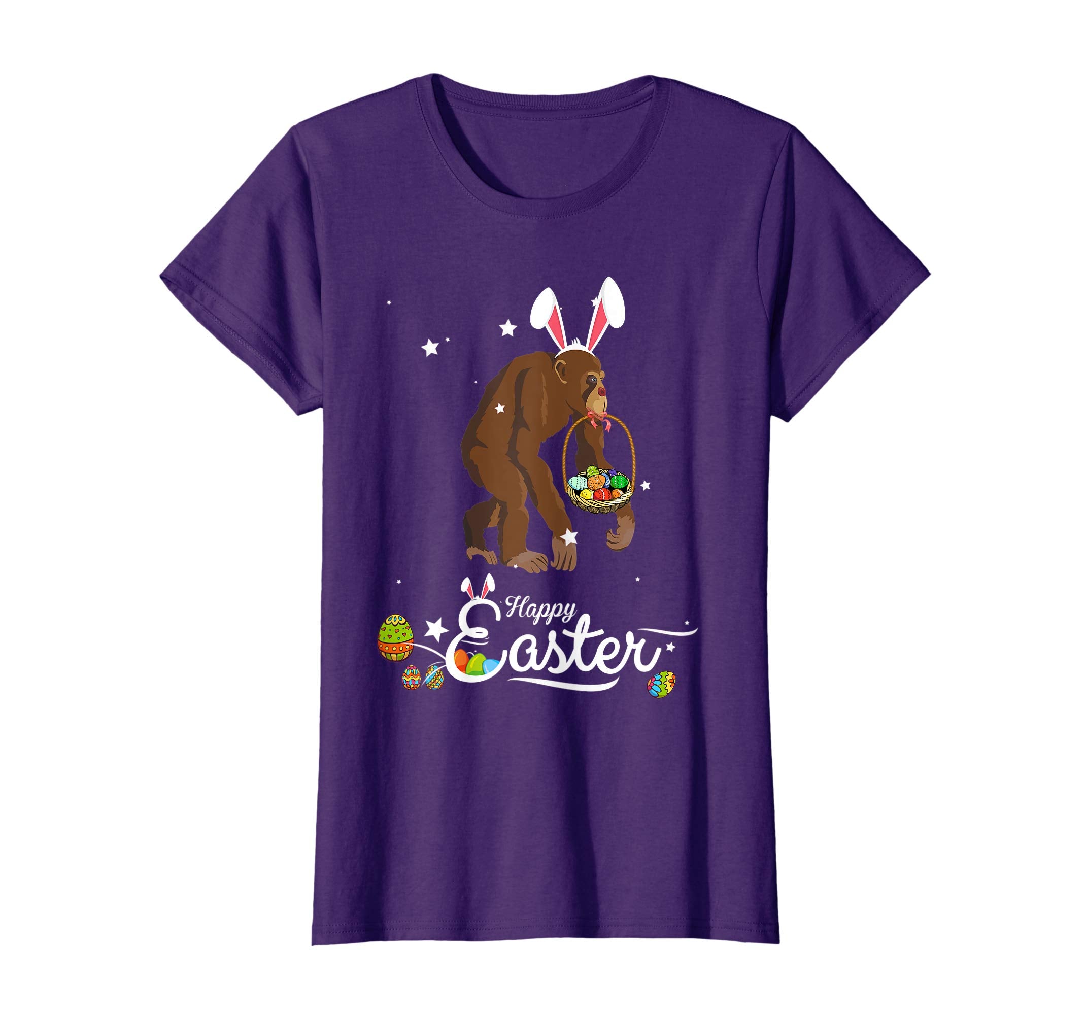 Cute Easter Monkey with Bunny Ears and Eggs T Shirt