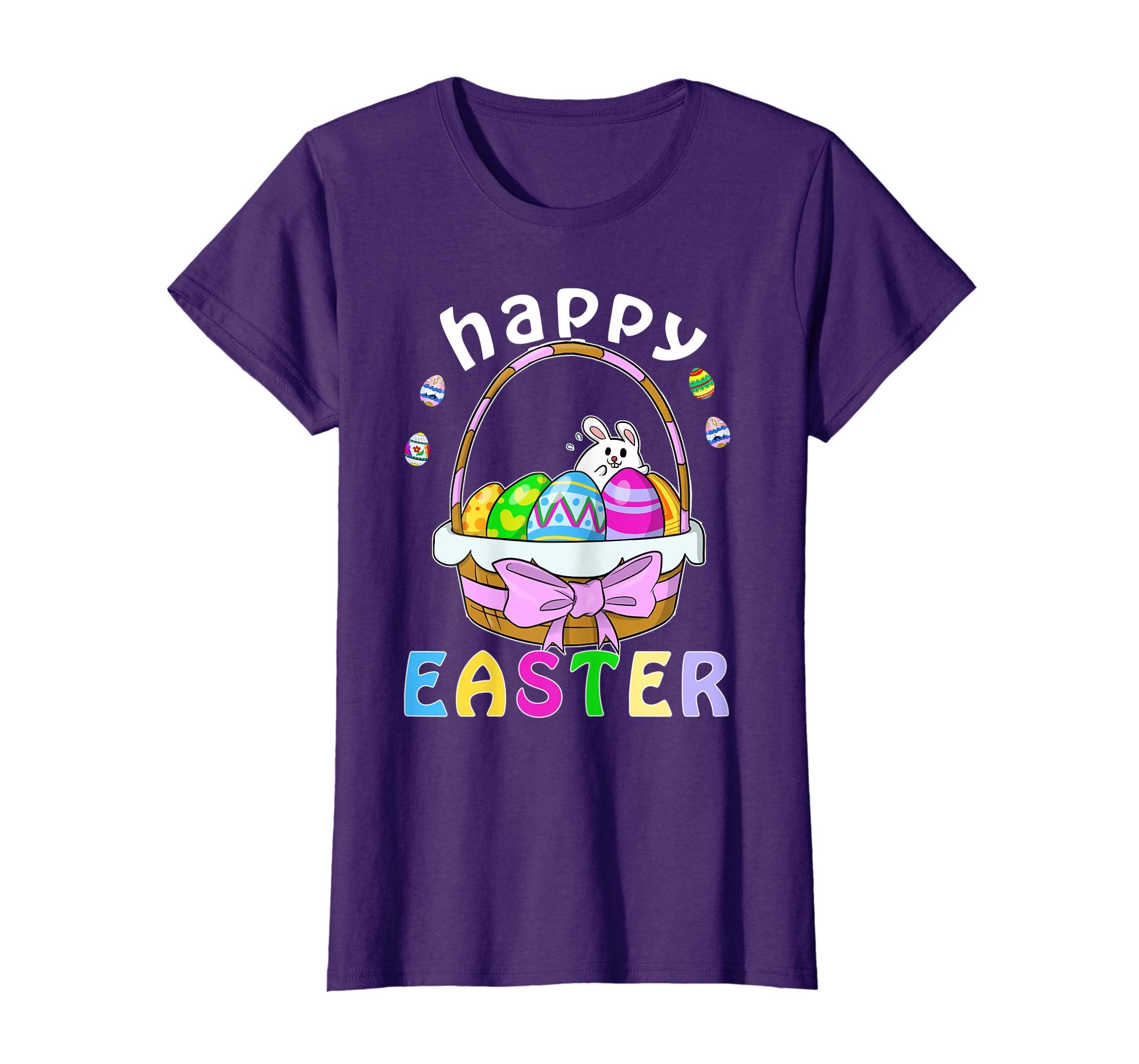 Happy Easter T-Shirt with Bunnies Eggs Flowers