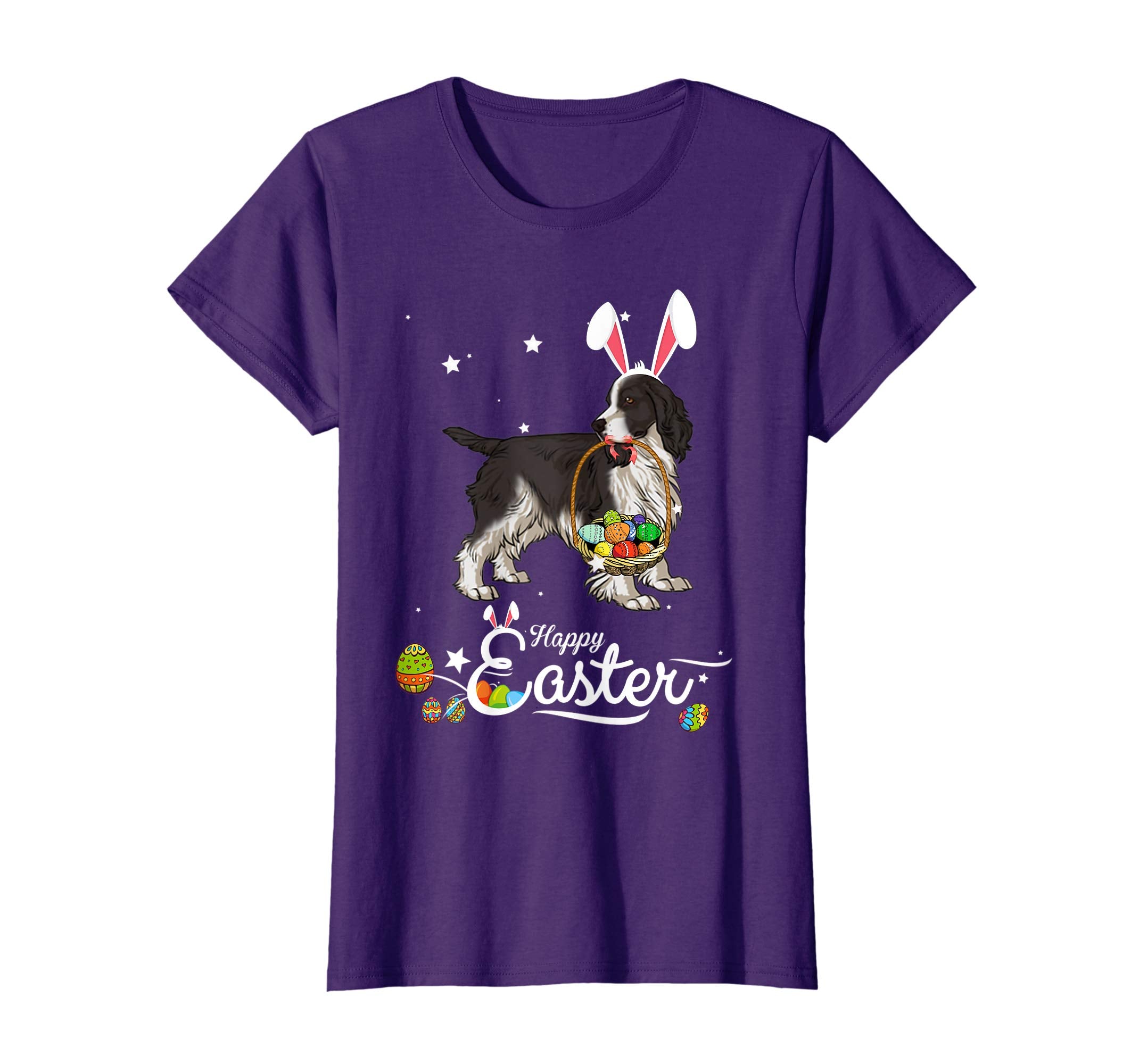 Springer Spaniel Dog With Bunny Hat Easter Costume T Shirt
