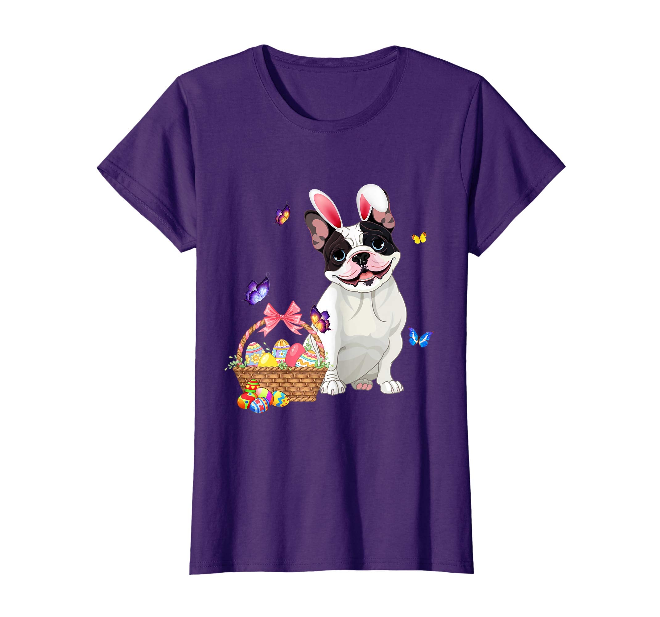 Funny Frech Bulldog Bunny with Eggs Easter T shirt Dog lover
