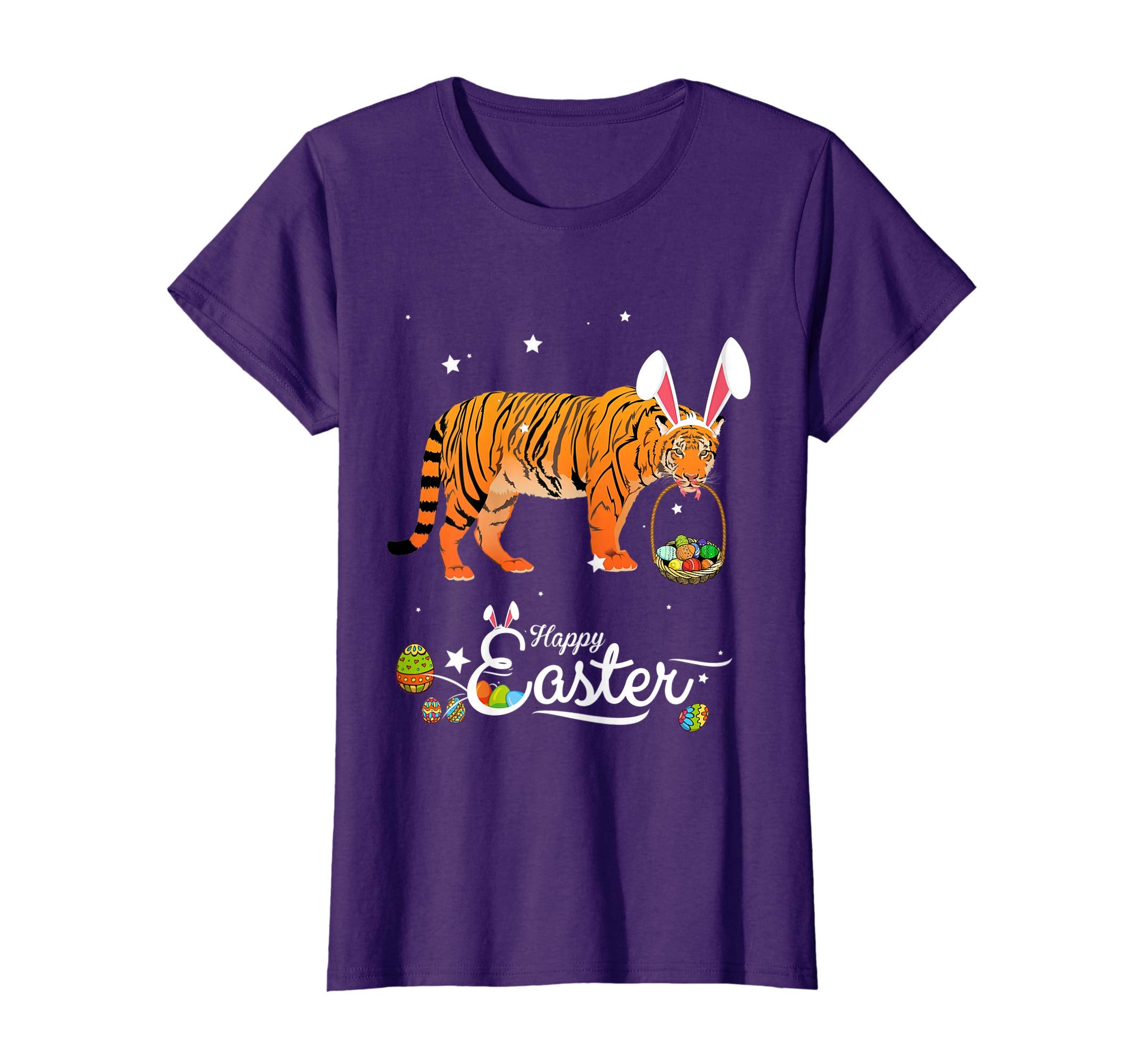 Cute Easter Tiger with Bunny Ears and Eggs T Shirt