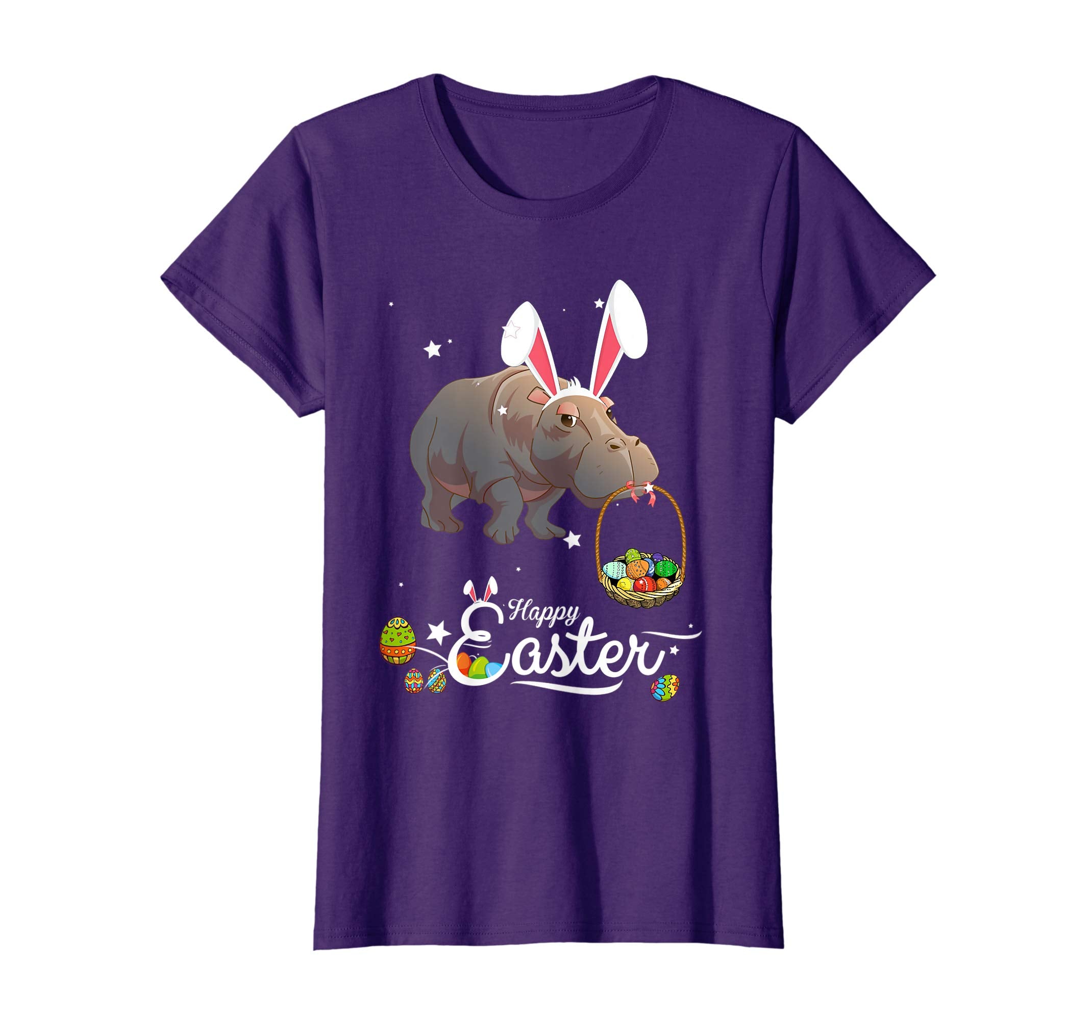 Cute Easter Hippo with Bunny Ears and Eggs T Shirt
