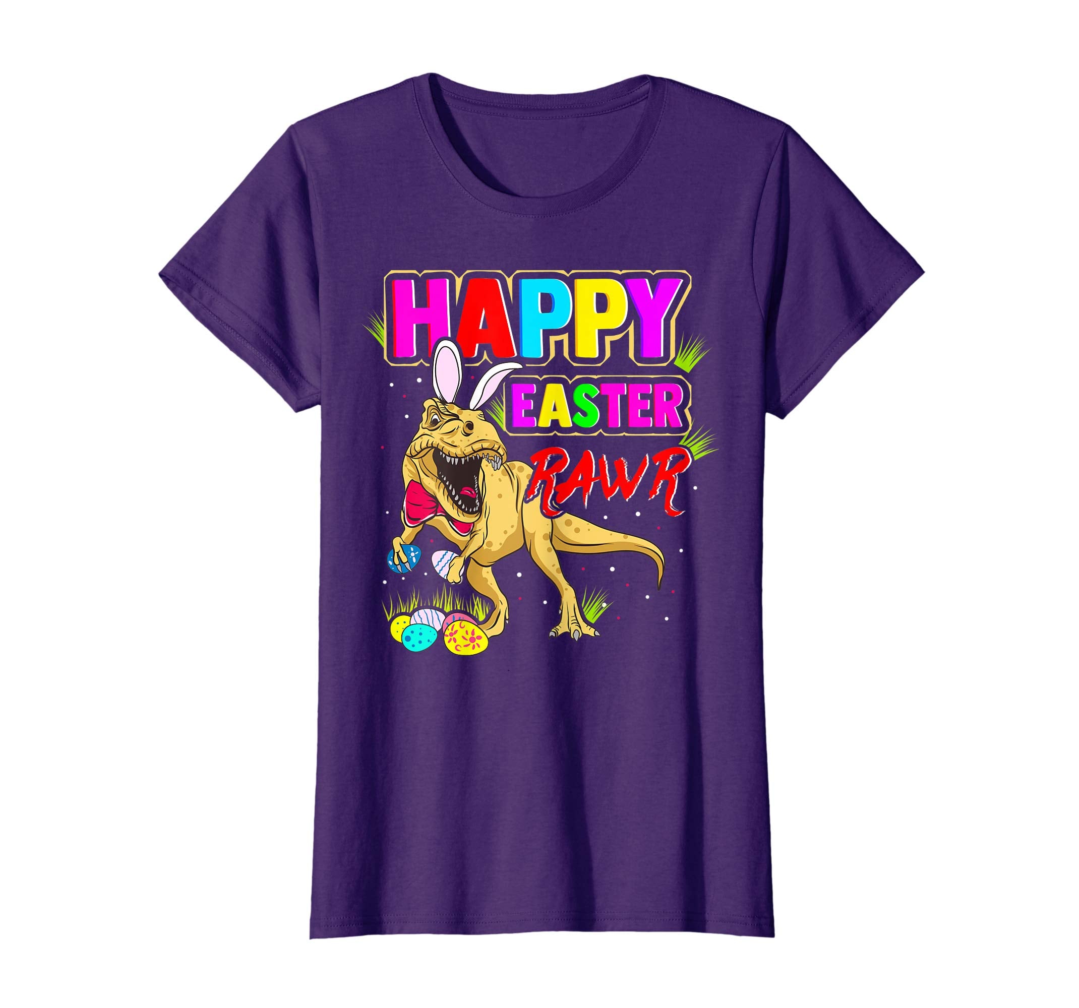 T-Rex Dinosaur Easter Bunny Shirt Kids School Eggs Rawr