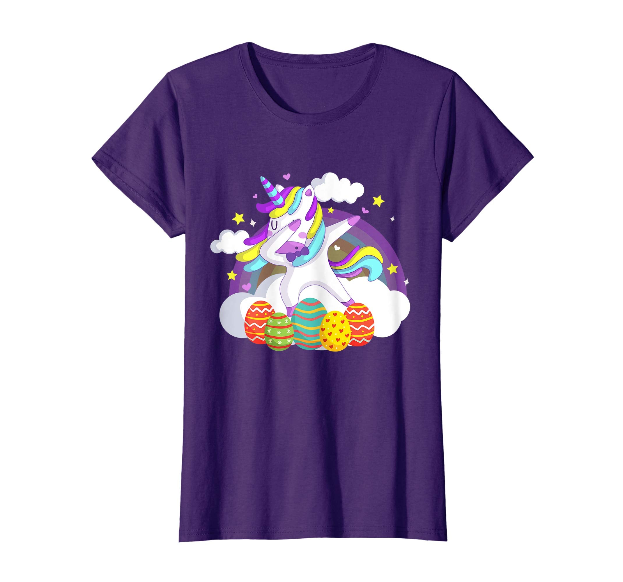 Unicorn Dabbing Rainbow Easter Bunny T-Shirt for Kids Girls