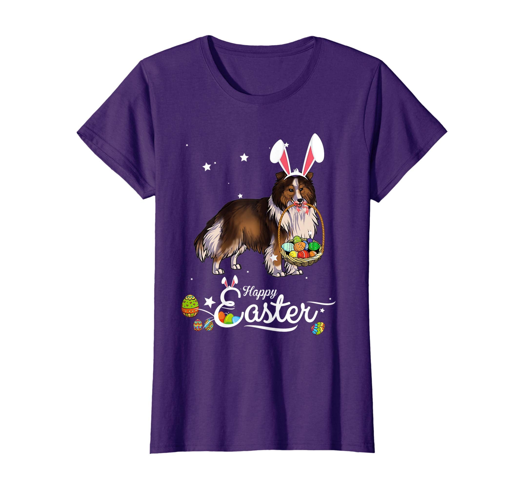 Shetland Sheepdog Dog With Bunny Hat Easter Costume T Shirt