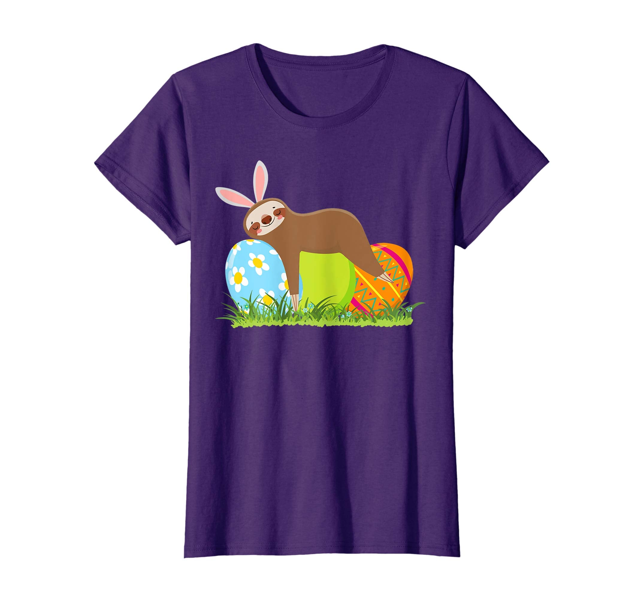 Funny Sloth Easter Day Bunny Ear Egg Easter Shirt Boys Girls