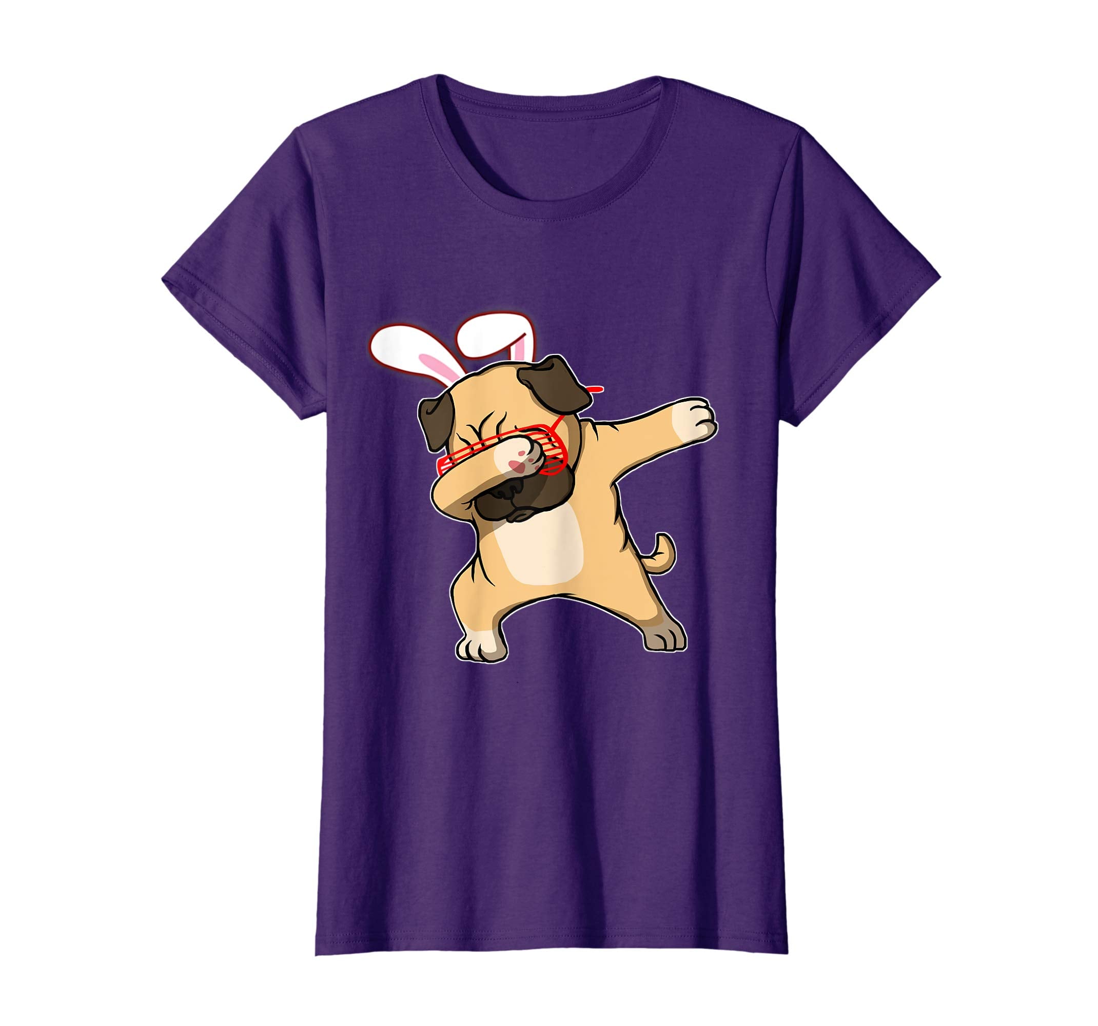 Easter Bunny Dabbing Pug Dog Tshirt Rabbit Ears Animal Gift