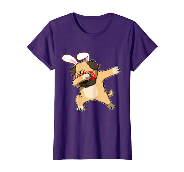 Easter Bunny Dabbing Pug Dog Tshirt Rabbit Ears Animal Gift