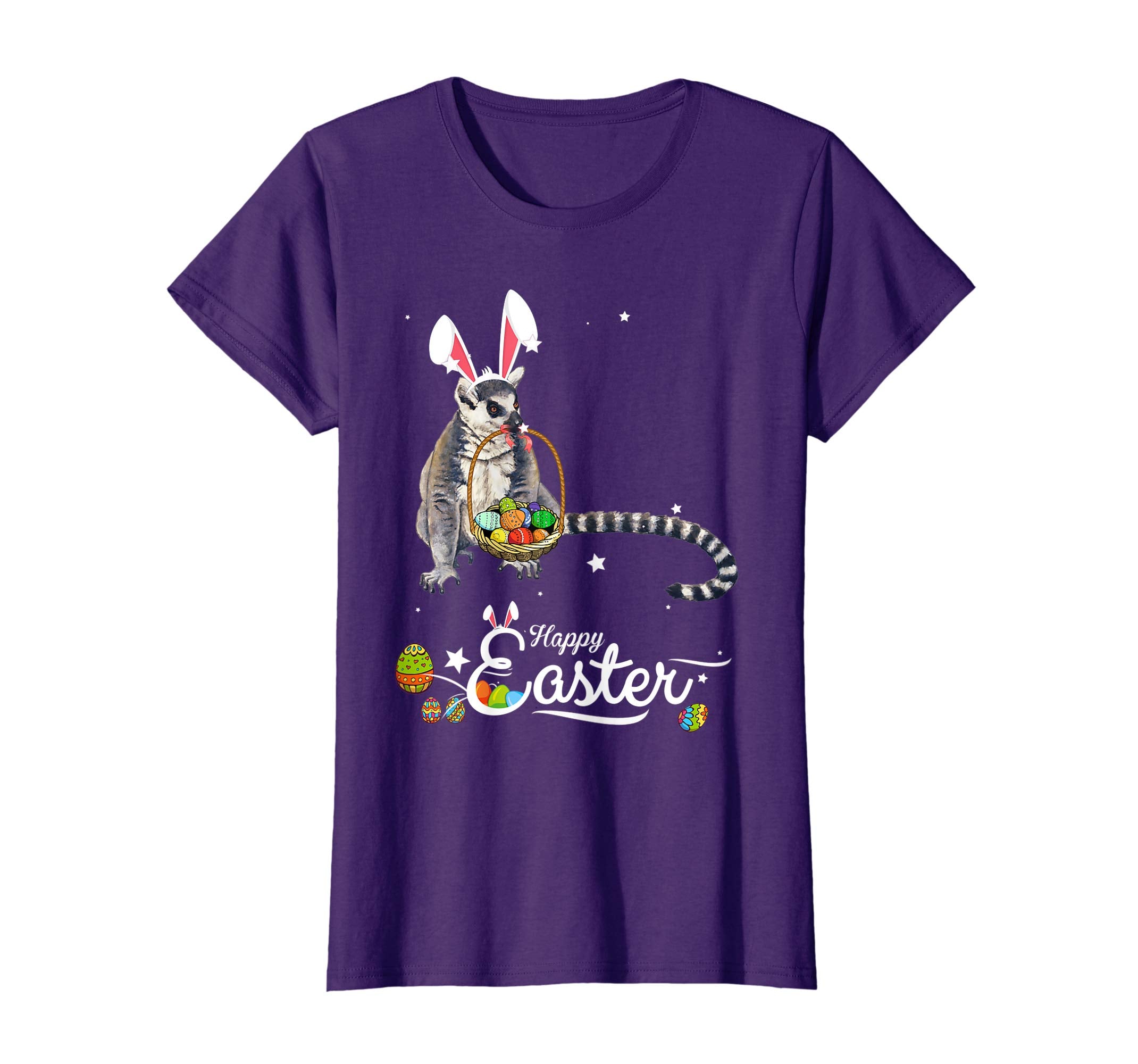 Cute Easter Lemur with Bunny Ears and Eggs T Shirt
