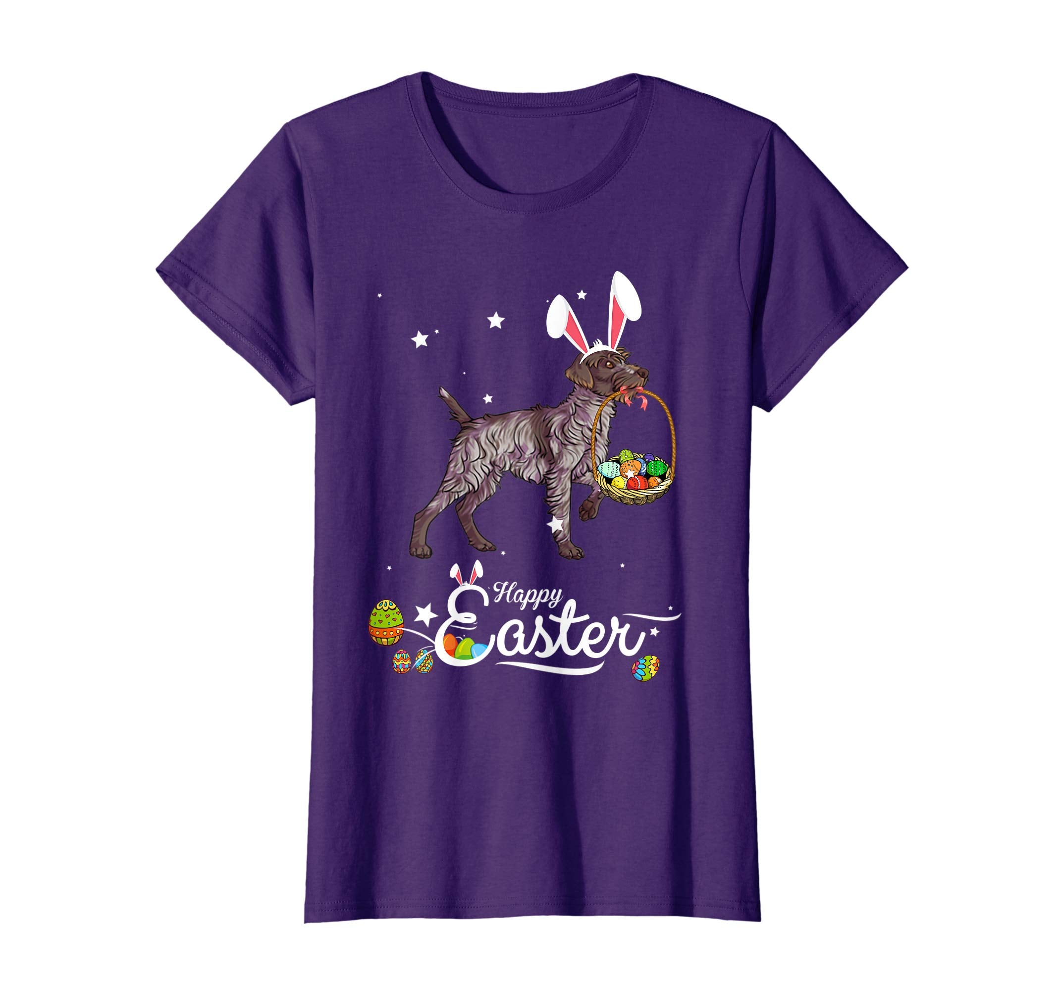 Wirehaired Pointing Griffon Dog With Bunny Hat Easter TShirt