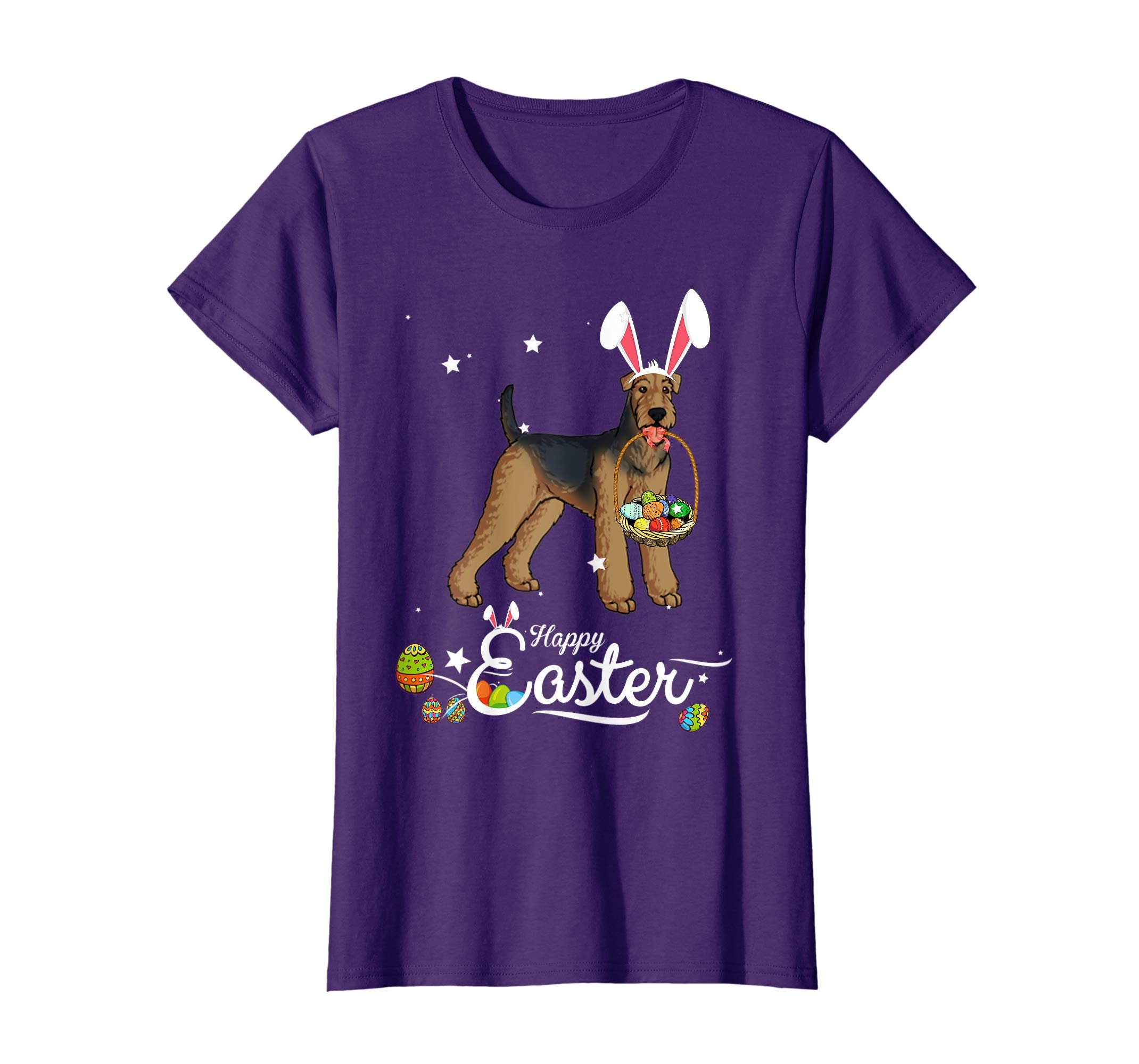 Airedale Terrier Dog With Bunny Hat Easter Costume T Shirt