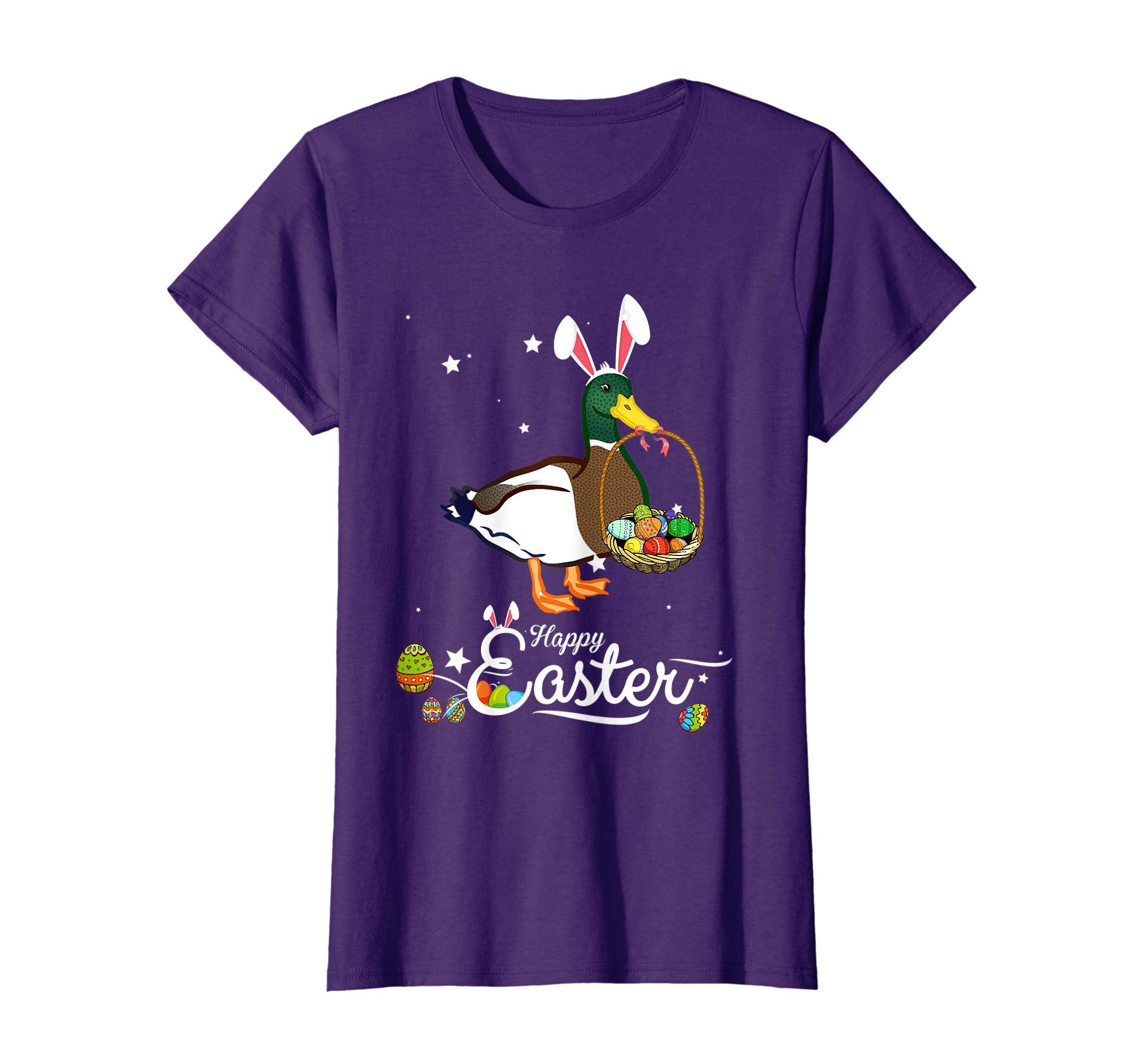 Cute Easter Duck with Bunny Ears and Eggs T Shirt