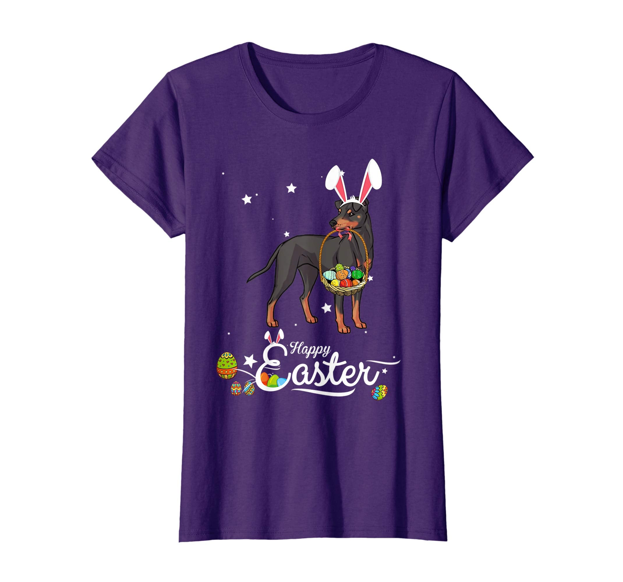Manchester Terrier Dog With Bunny Hat Easter Costume T Shirt