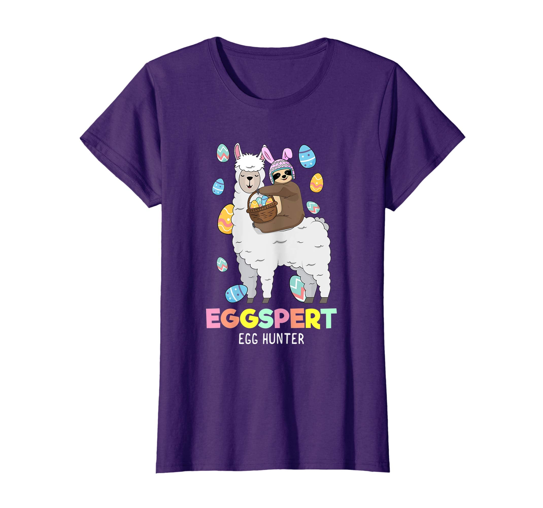 Sloth Riding Llama Eggspert Easter Egg Hunt T-Shirt Gift