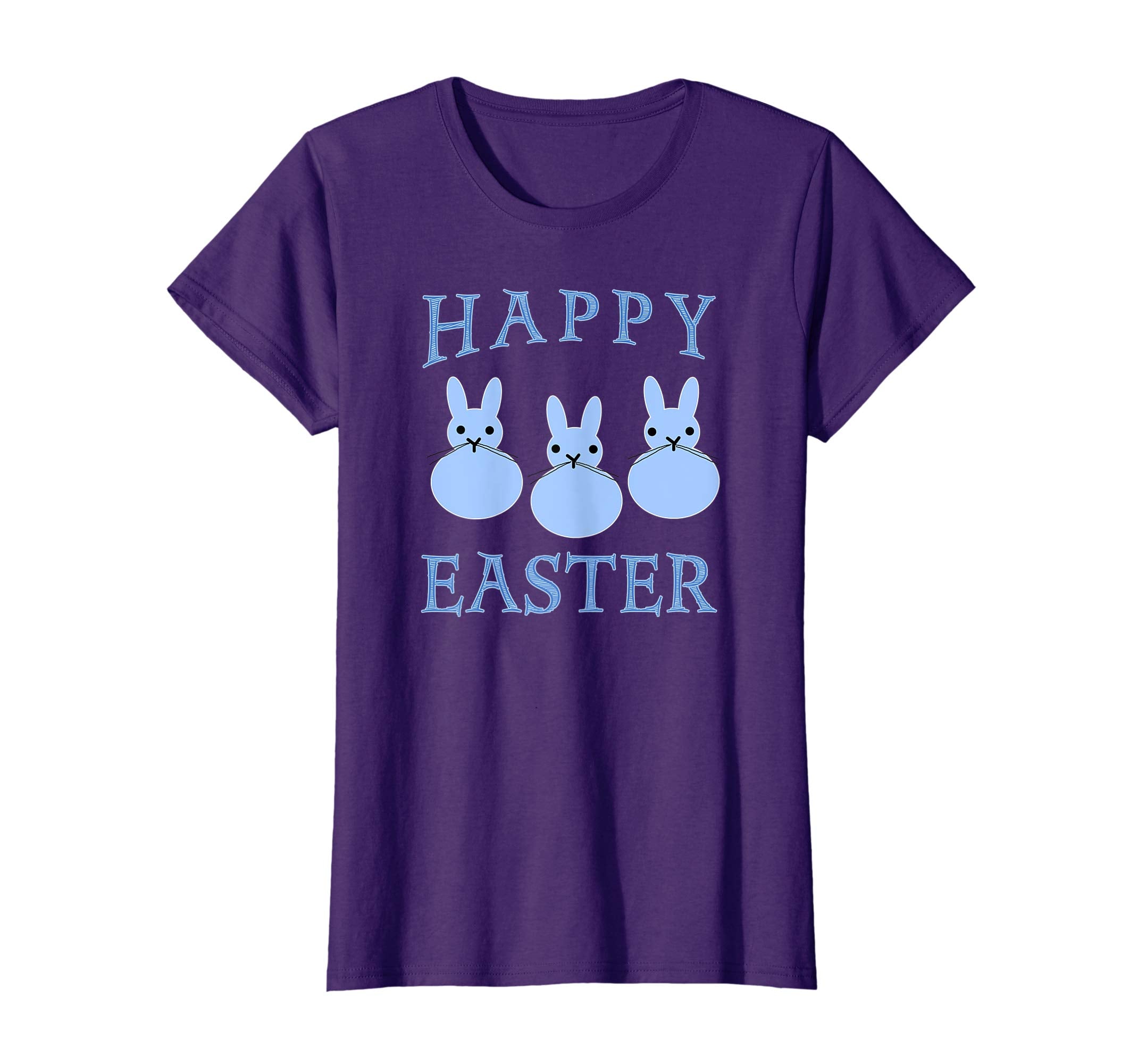 HAPPY EASTER T-shirt THREE BUNNIES BLUE