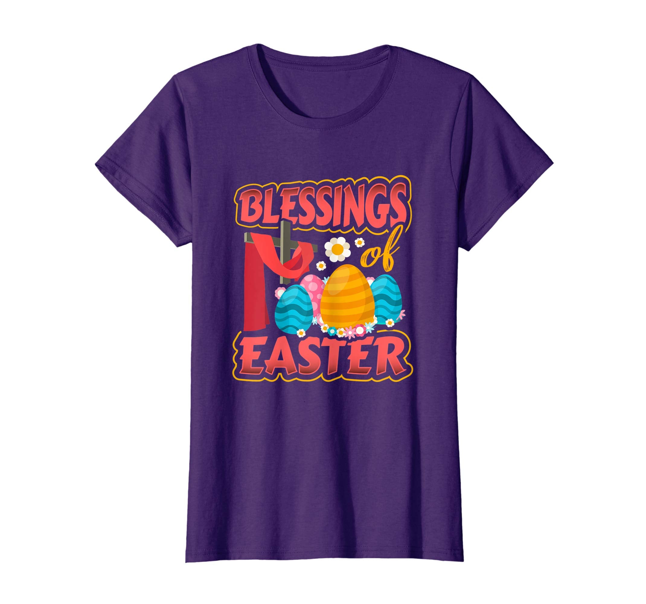 Womens Blessing of Easter Jesus Cross Eggs Spring T-Shirt